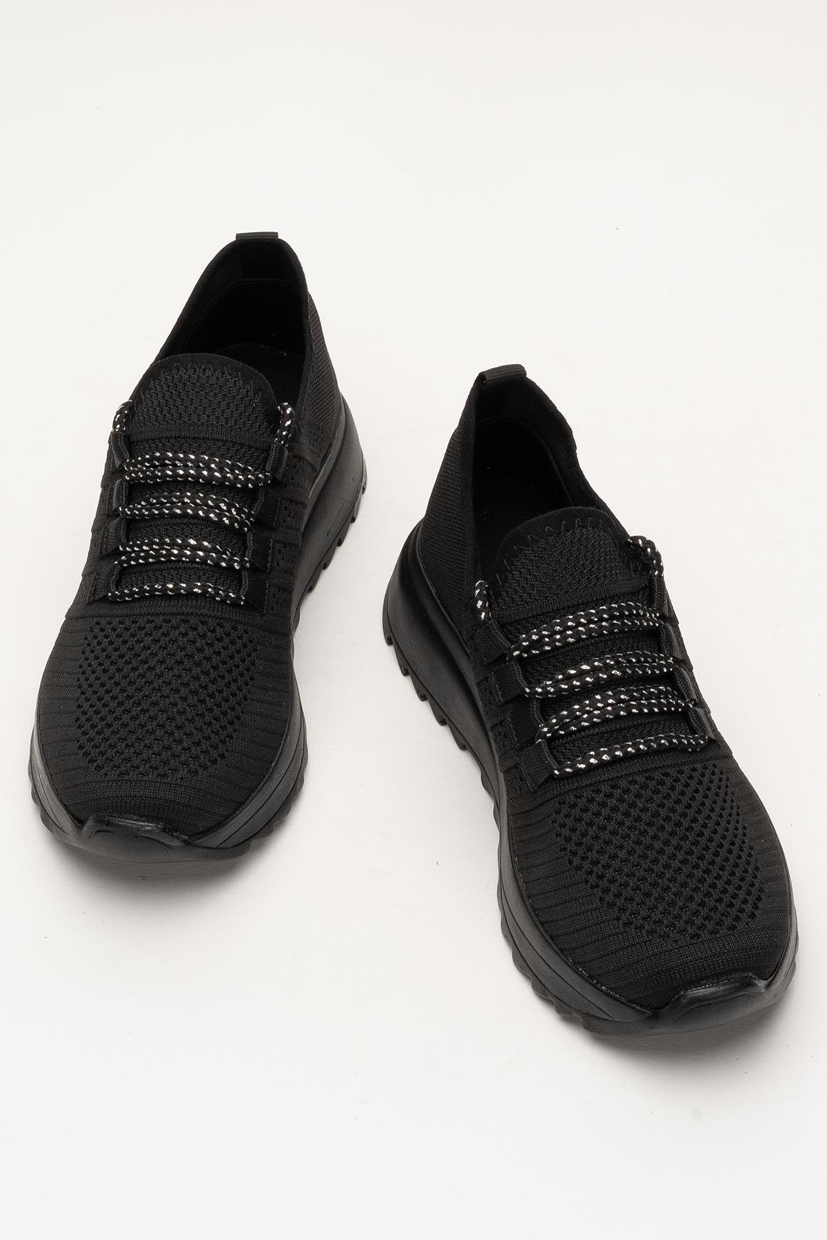 Kadın Ortopedik Taban Triko Günlük Spor Ayakkabı SİYAH - Görsel 7