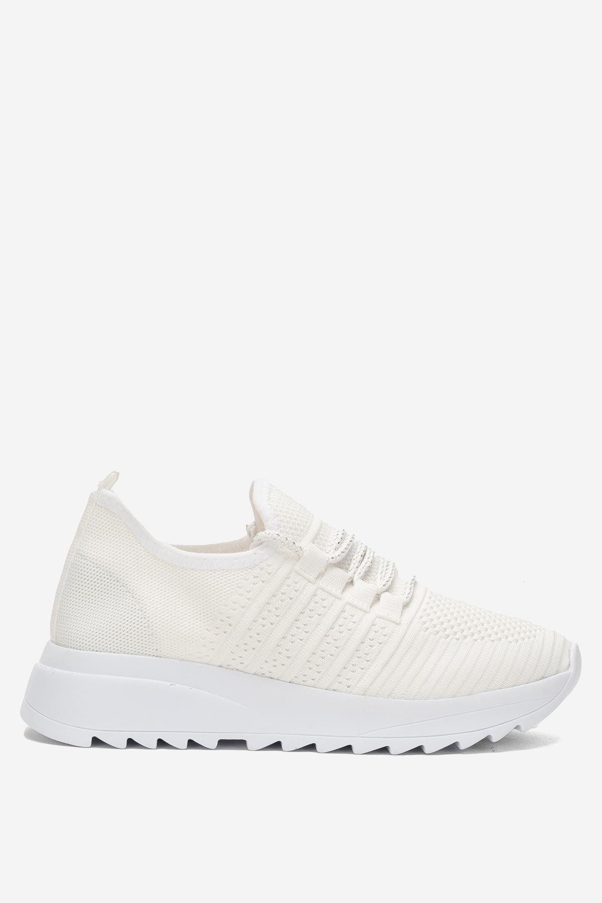 Kadın Ortopedik Taban Triko Günlük Spor Ayakkabı BEYAZ - Görsel 2