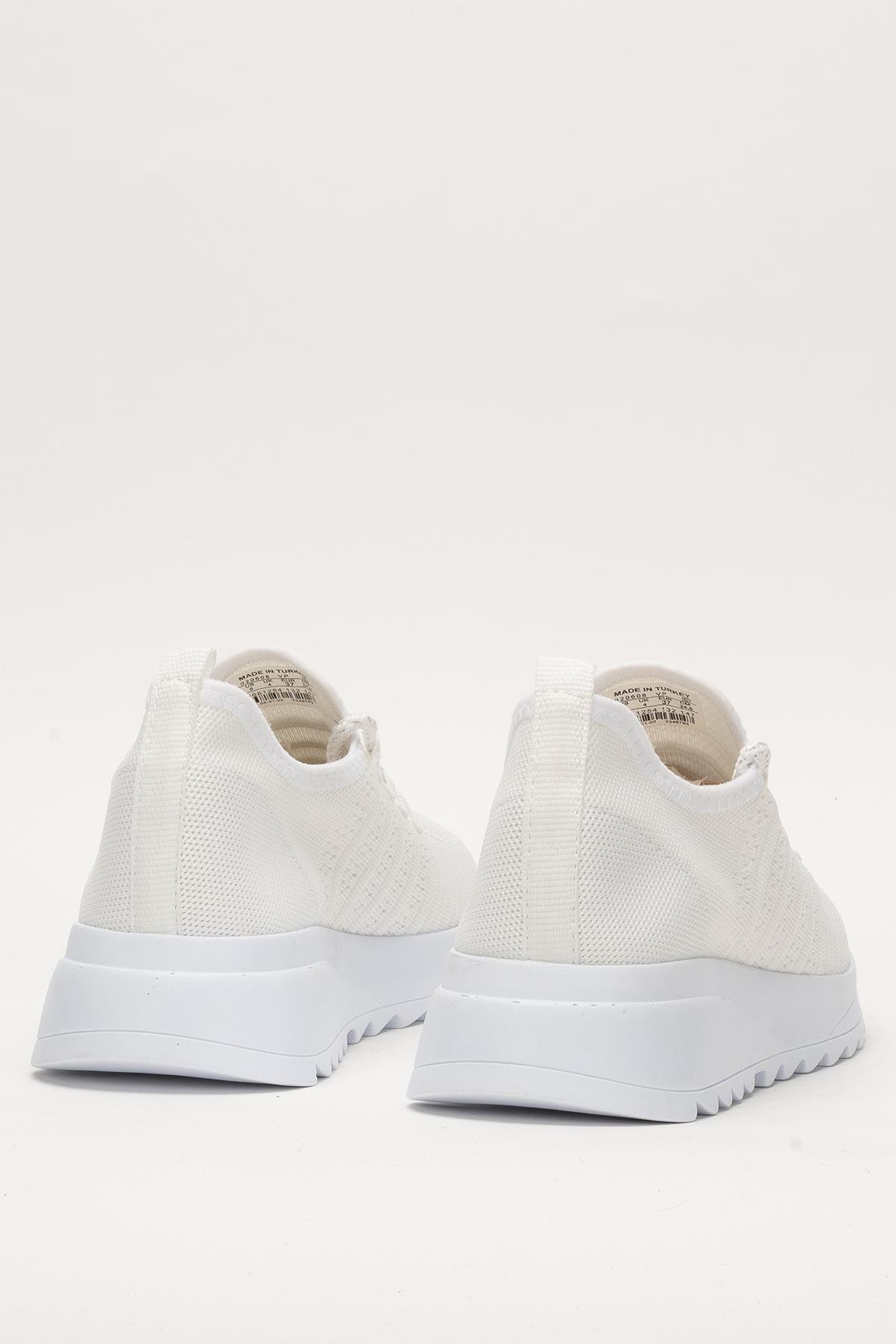 Kadın Ortopedik Taban Triko Günlük Spor Ayakkabı BEYAZ - Görsel 5