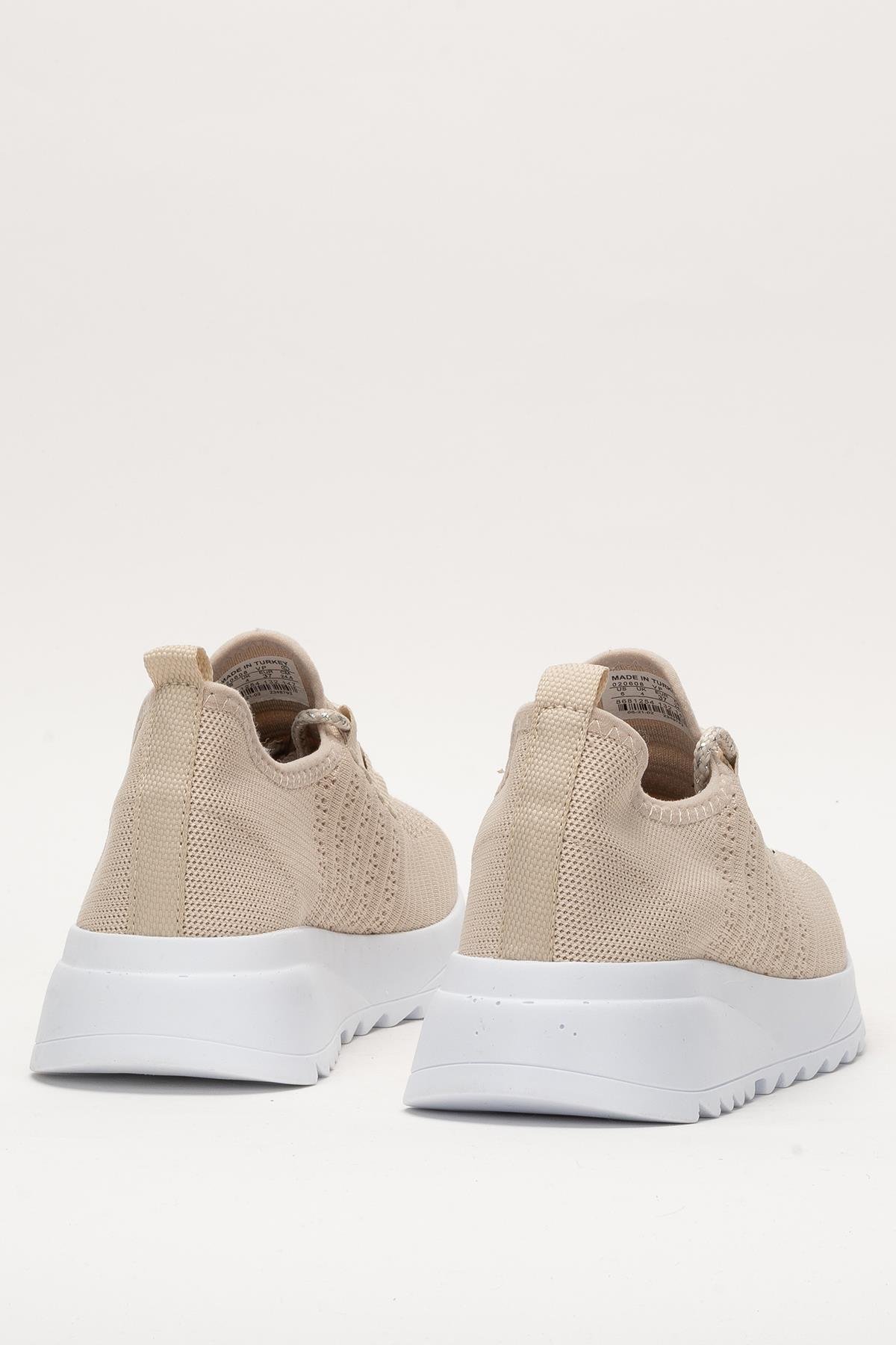 Kadın Ortopedik Taban Triko Günlük Spor Ayakkabı BEJ - Görsel 5
