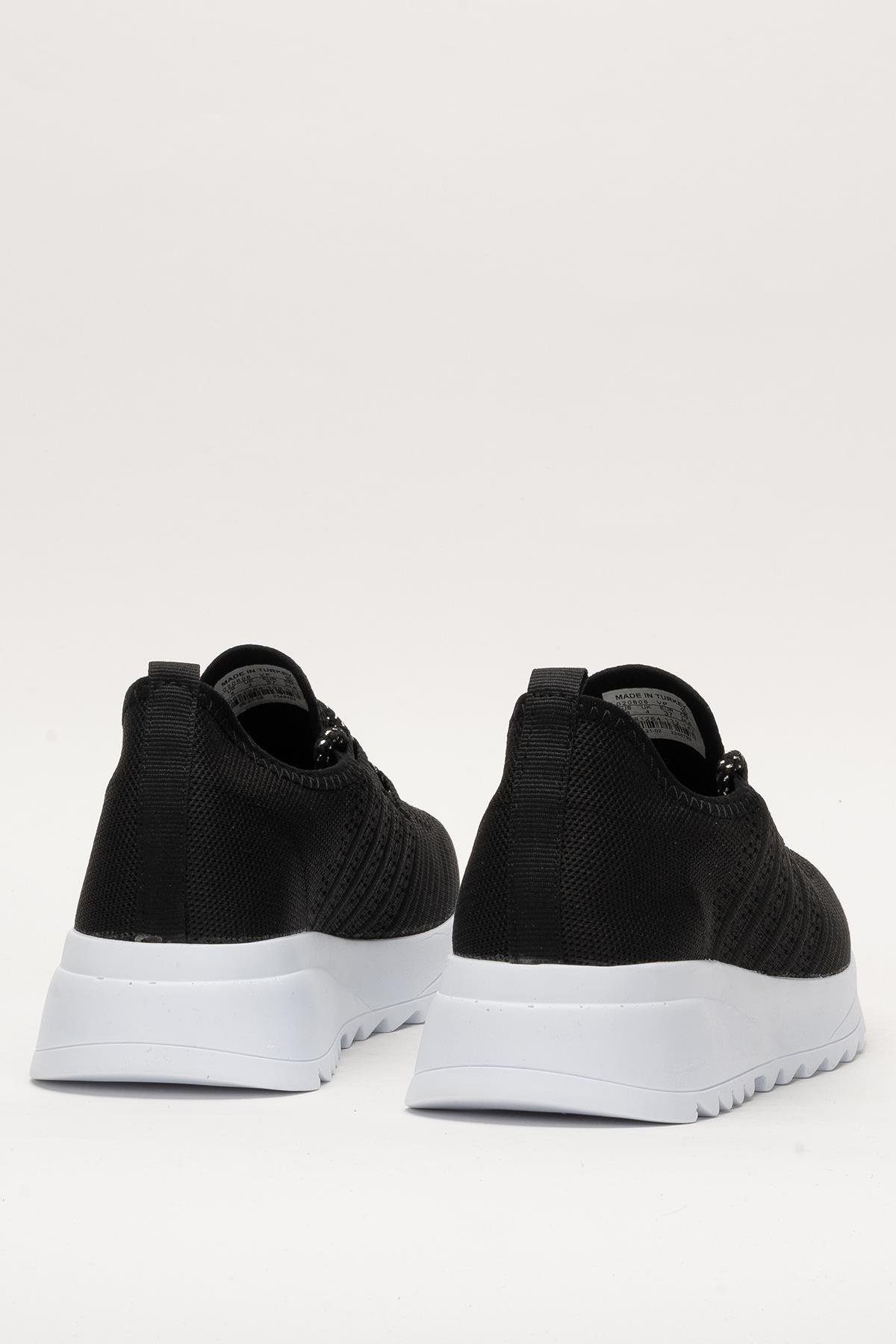 Kadın Ortopedik Taban Triko Günlük Spor Ayakkabı SİYAH - BEYAZ - Görsel 5