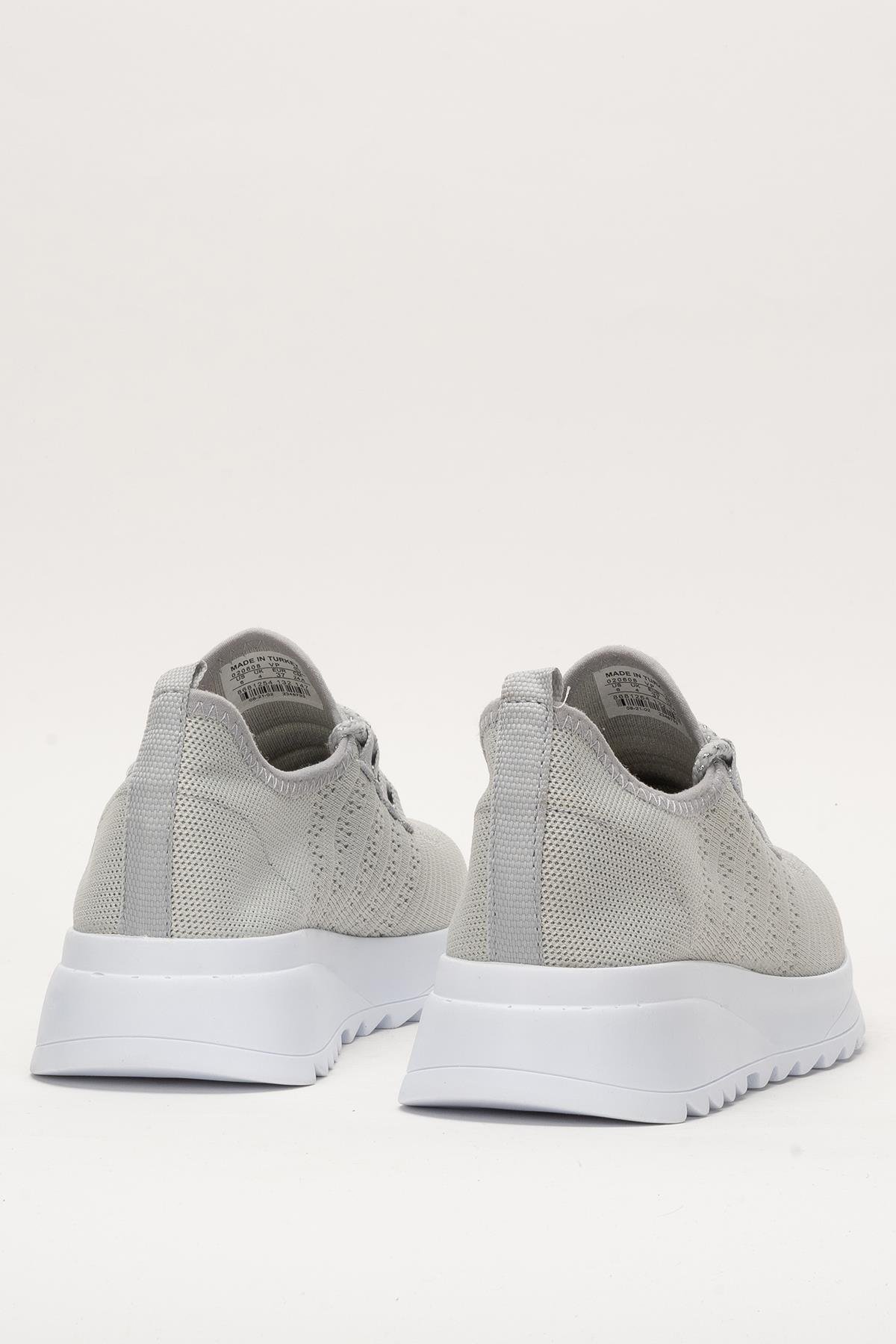Kadın Ortopedik Taban Triko Günlük Spor Ayakkabı GRİ - Görsel 5