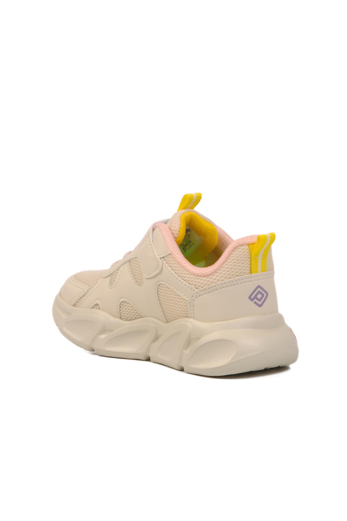 Krem Cırtlı Hafif Unisex Çocuk Spor Ayakkabı 1884 P - Görsel 5
