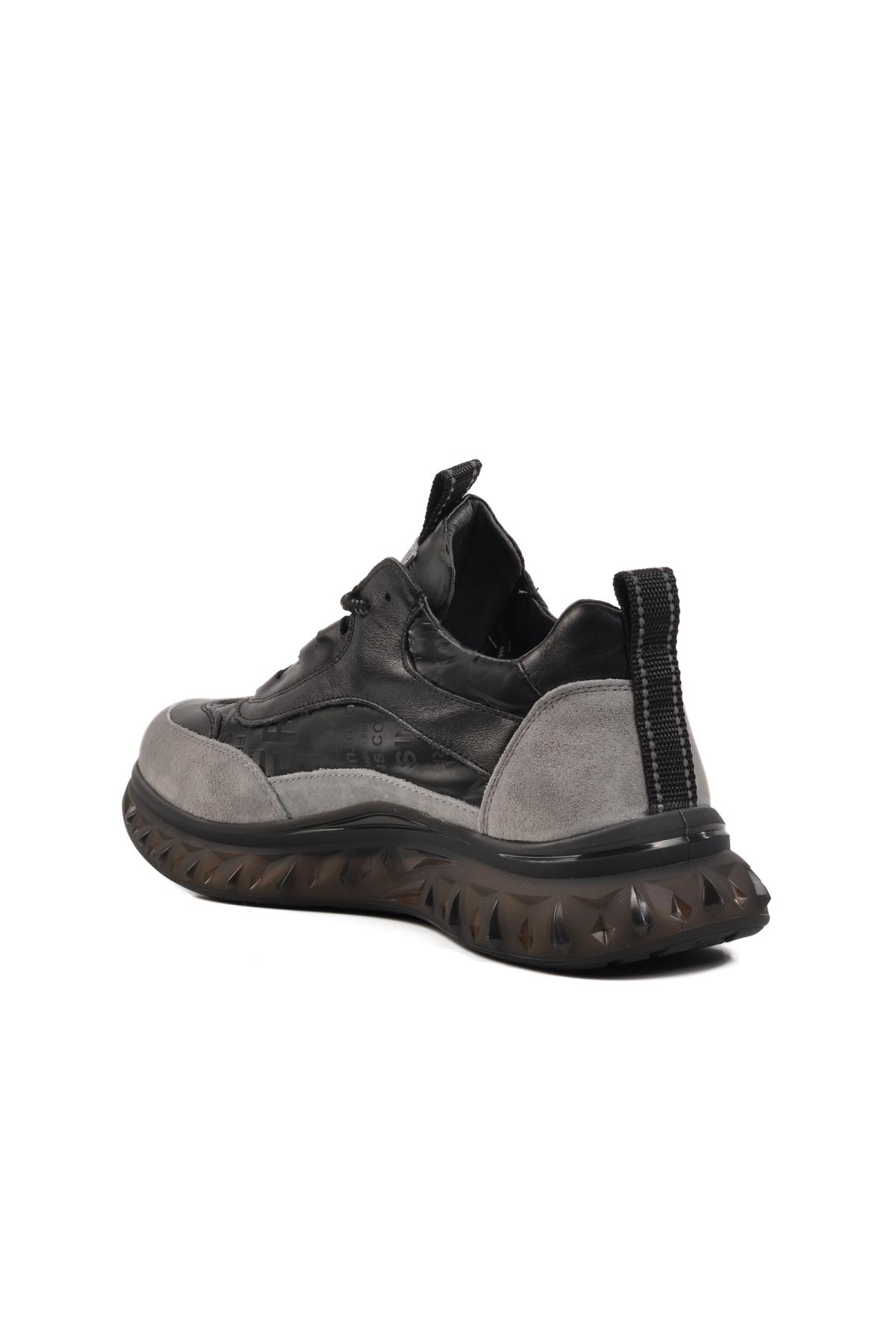 Siyah Hakiki Deri Erkek Spor Ayakkabı 25Y592 M - Görsel 5
