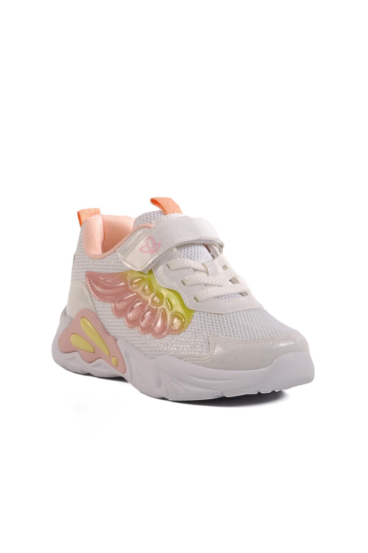 1878 F Beyaz-Pudra-Sarı Çocuk Spor Ayakkabı - Görsel 2