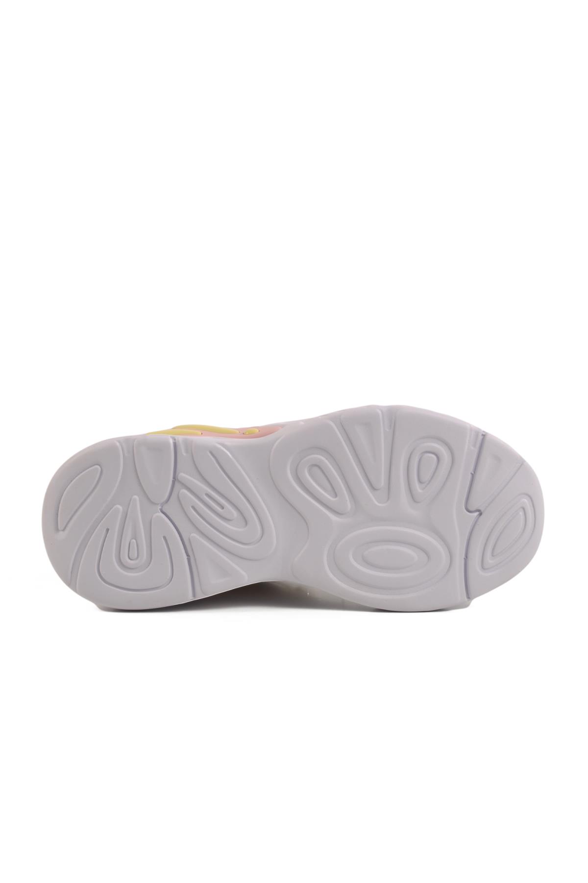 1878 F Beyaz-Pudra-Sarı Çocuk Spor Ayakkabı - Görsel 6