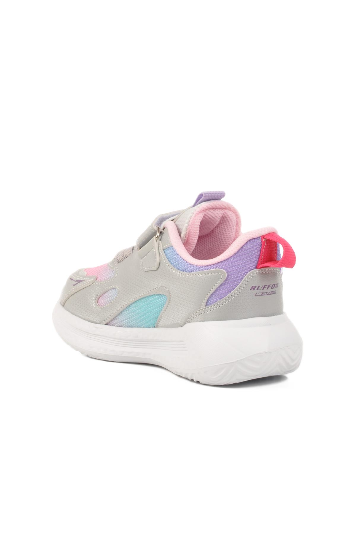 2480 P Gri-Pembe Tekstil Çocuk Spor Ayakkabı Ruffon - Görsel 5