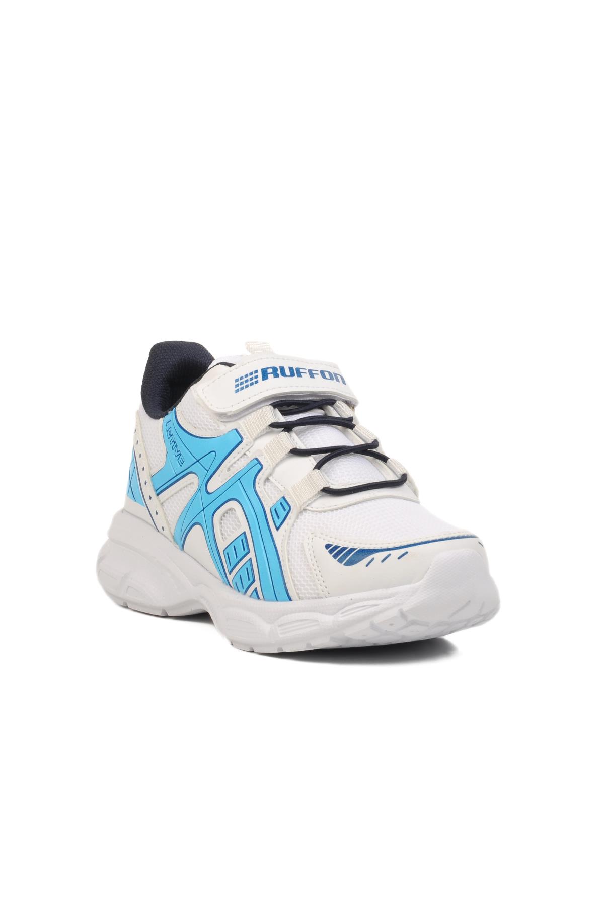 Beyaz Lacivert Cırtlı Fileli Hafif Unisex Çocuk Spor Ayakkabı F - Görsel 2