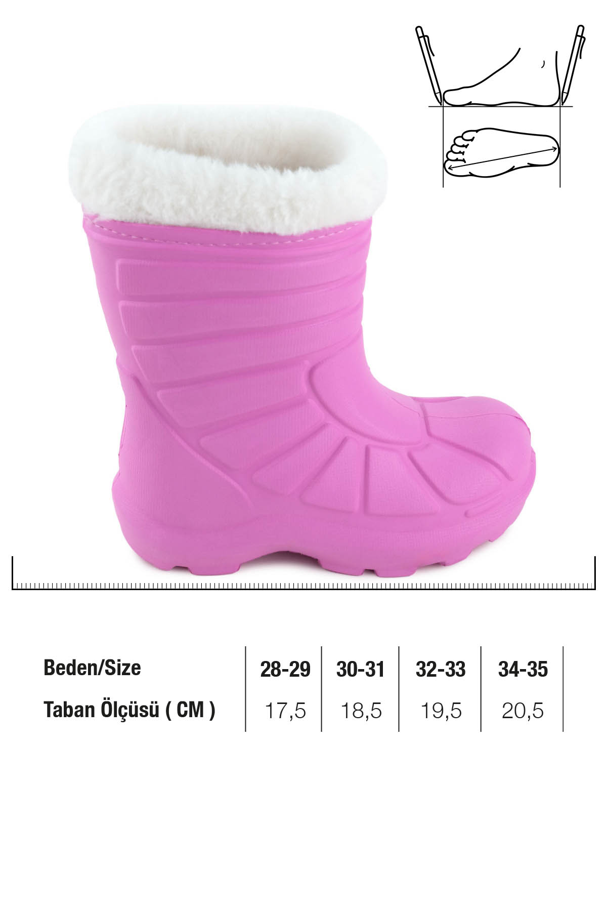 Kız Çocuk Kışlık Boğazdan Peluşlu İçi Sıcak Astarlı Su Geçirmez Yağmur Kar Bot Çizme - Görsel 4