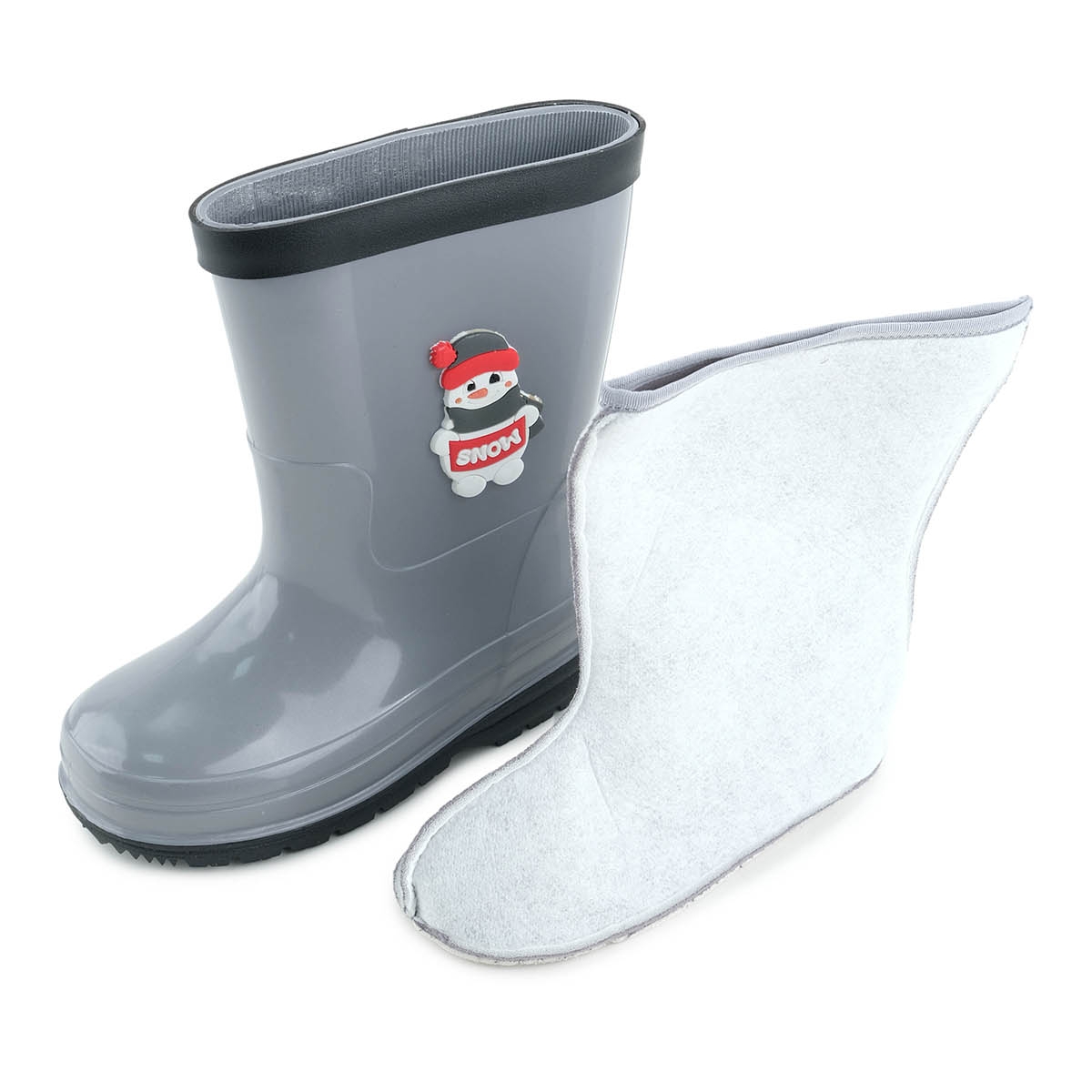 Gezer Gezer Gri Erkek Çocuk Kışlık İçinde Çıkarılabilir Ek Çoraplı Su Geçirmez Yağmur Bot Çizme | Flo Gri - 3. görsel