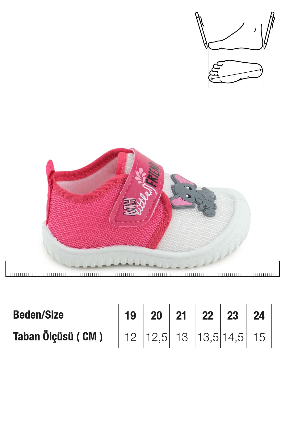 Kız Bebek Yazlık Keten Tek Cırt Cırtlı Ayarlanabilir Rahat Taban Ev Okul Kreş Günlük Ayakkabı - Görsel 3