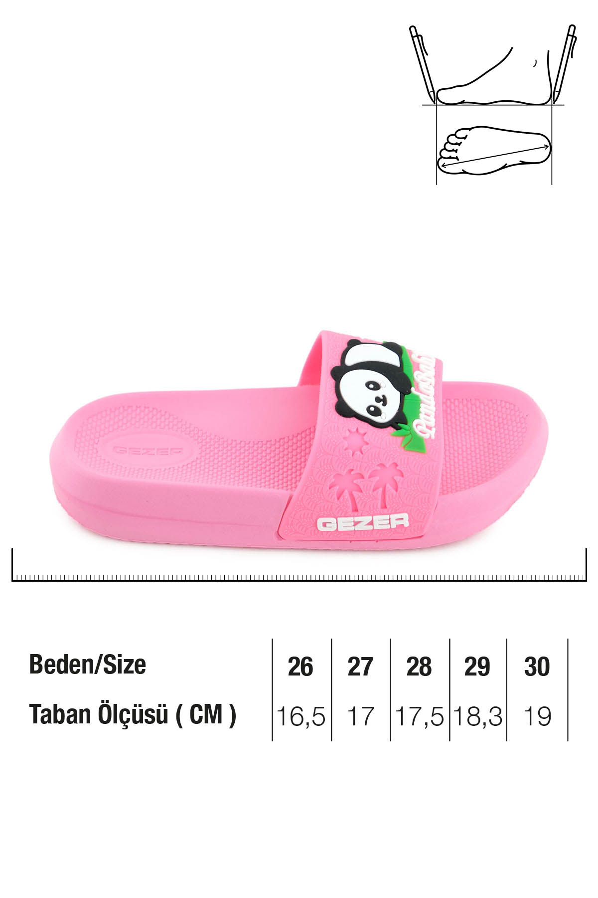Gezer Gezer Pembe Panda Yazlık Kız Çocuk PU Islak Zemine Uygun Rahat Taban Ev Bahçe Banyo Havuz Terlik Sandalet & Terlik | Flo Pembe - 3. görsel