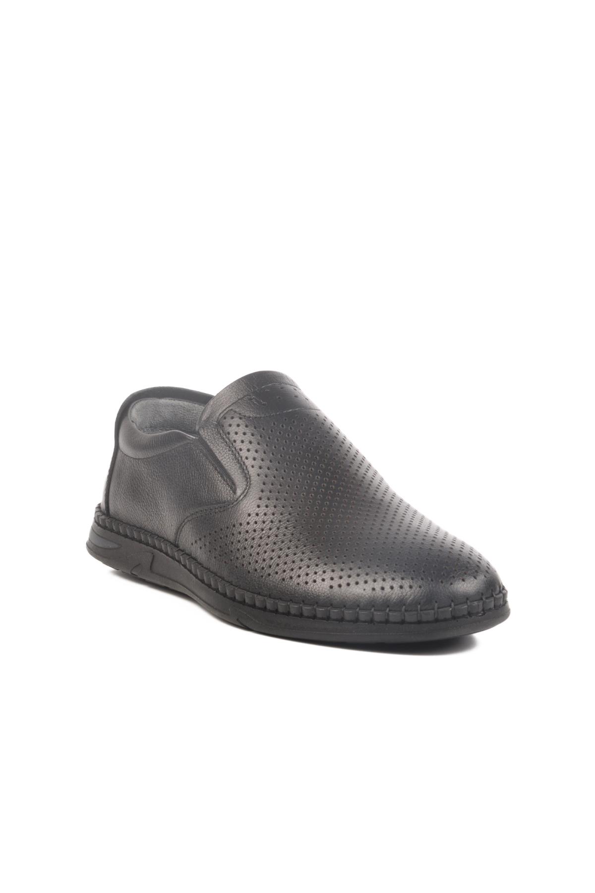 LO0419-106 M Siyah Hakiki Deri Erkek Yazlık Günlük Ayakkabı - Görsel 2