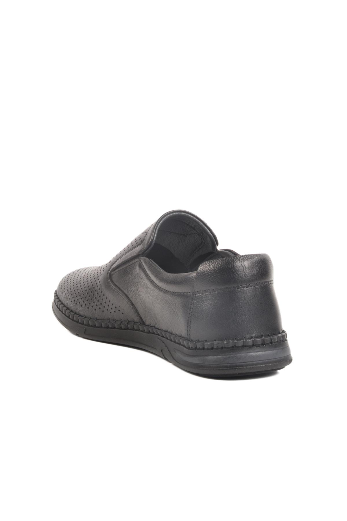 LO0419-106 M Siyah Hakiki Deri Erkek Yazlık Günlük Ayakkabı - Görsel 5