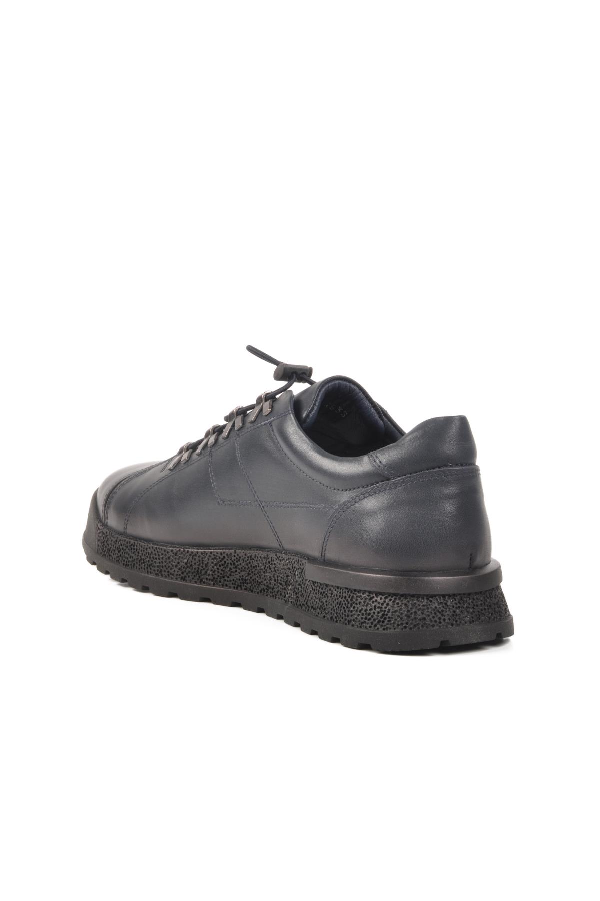 3K1820-3835 M Lacivert Hakiki Deri Erkek Sneaker - Görsel 5
