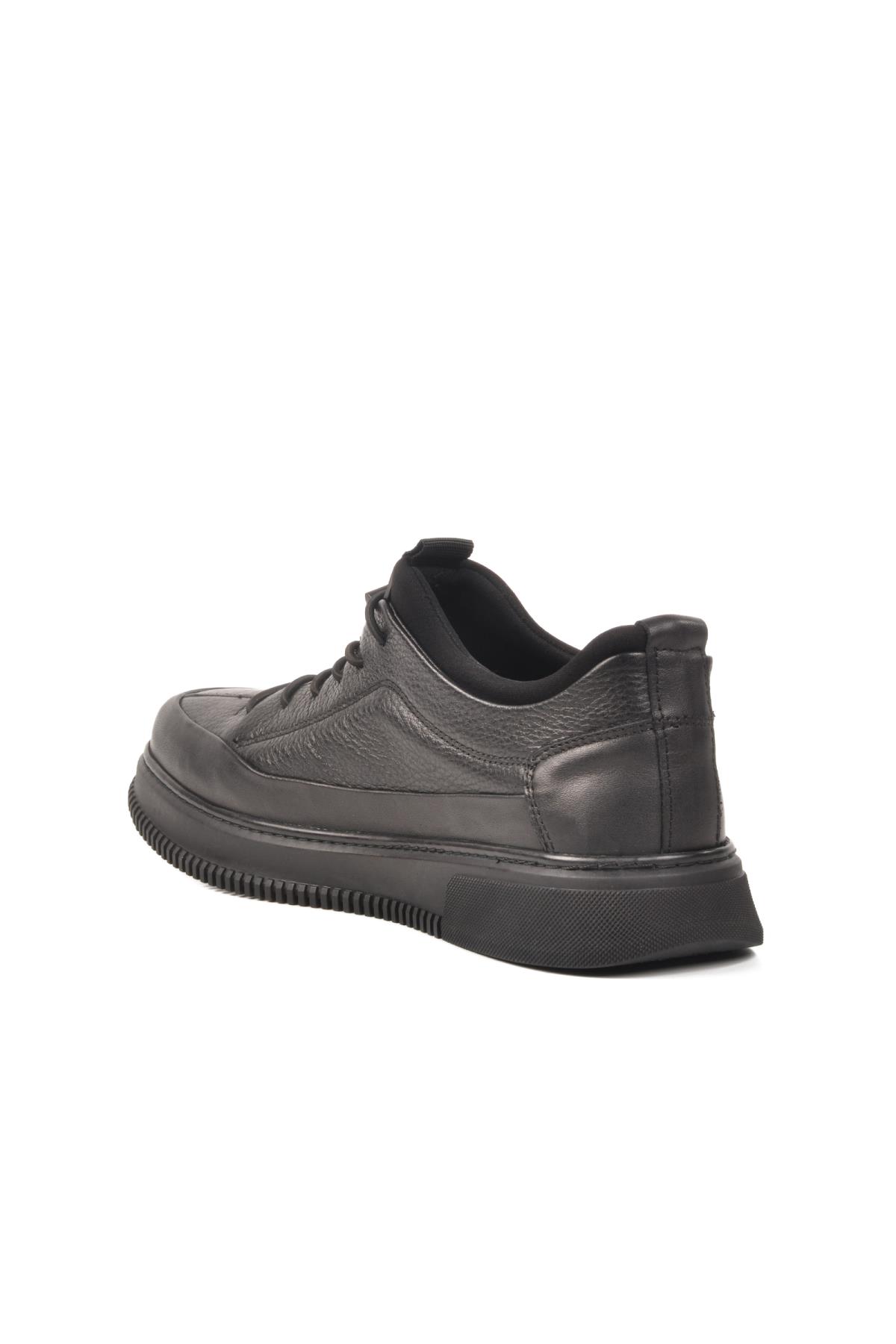 3K1138 M Siyah Hakiki Deri Erkek Sneaker - Görsel 5