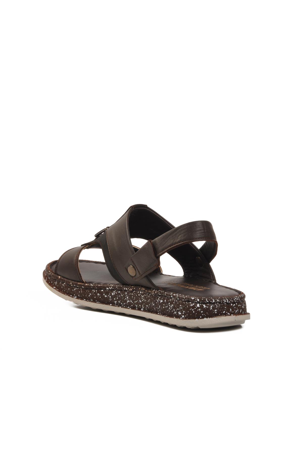 Kahve Hakiki Deri Erkek Sandalet 2050 M - Görsel 5