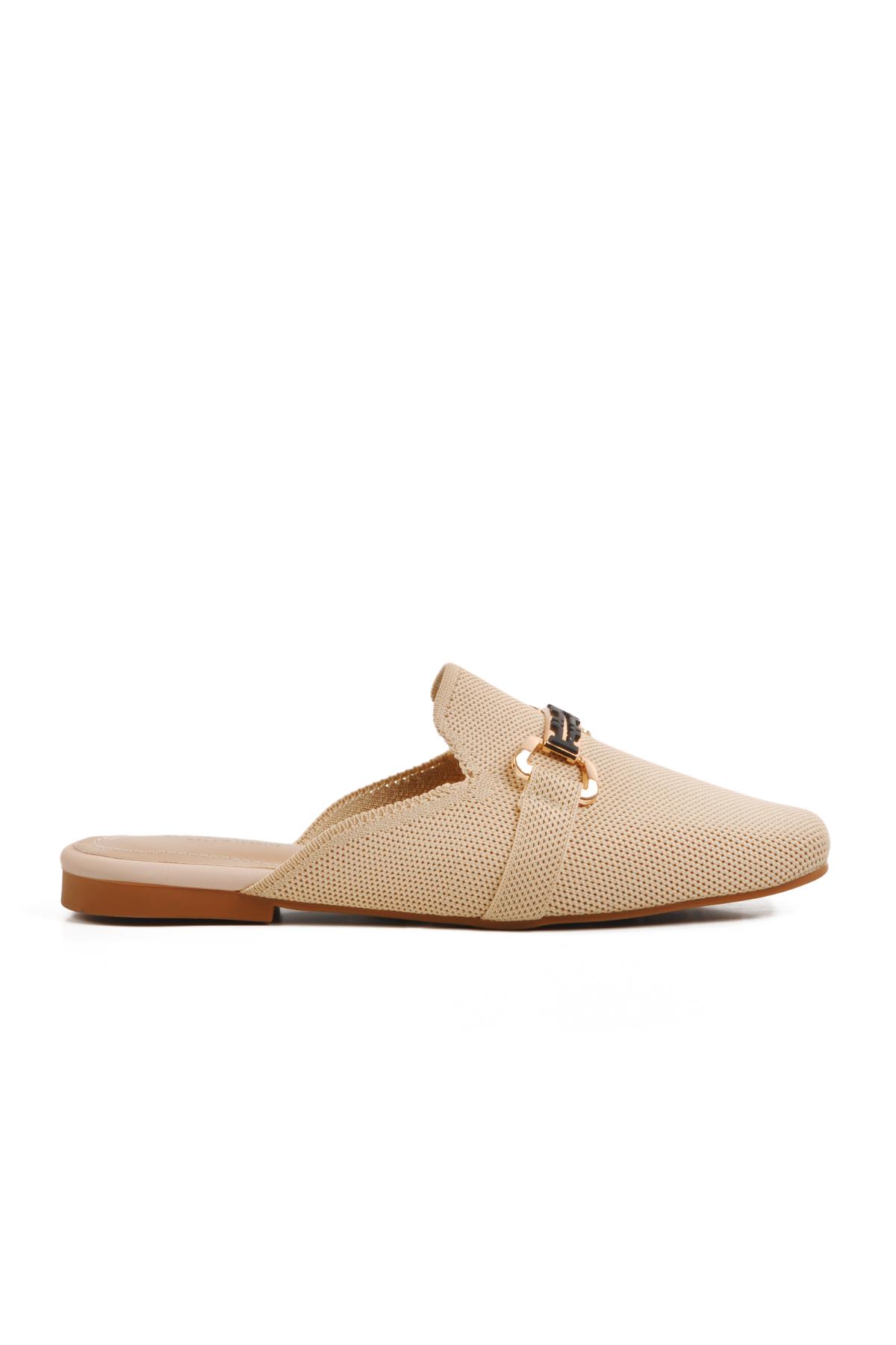 277132 Z Bej Kadın Önü Kapalı Triko Terlik - Görsel 4