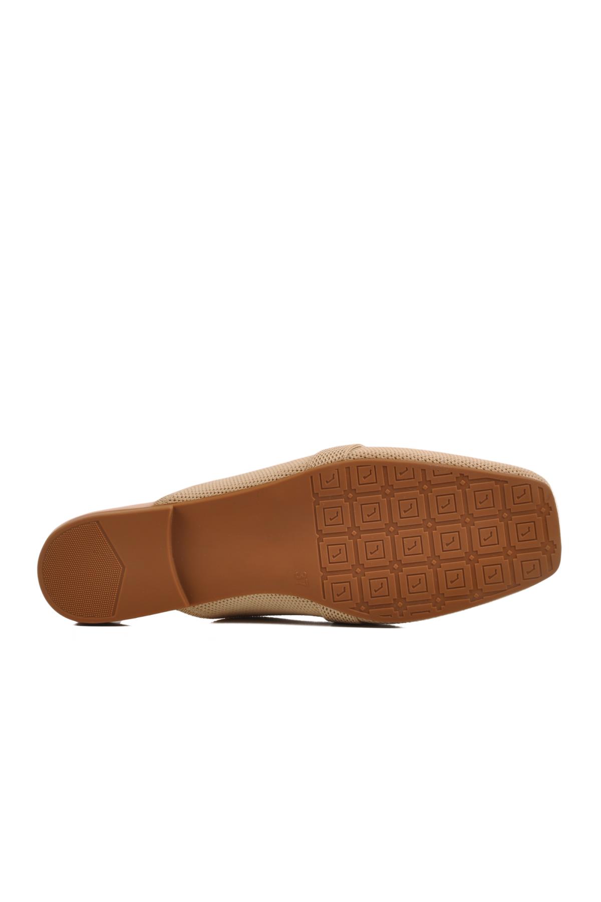 277132 Z Bej Kadın Önü Kapalı Triko Terlik - Görsel 6