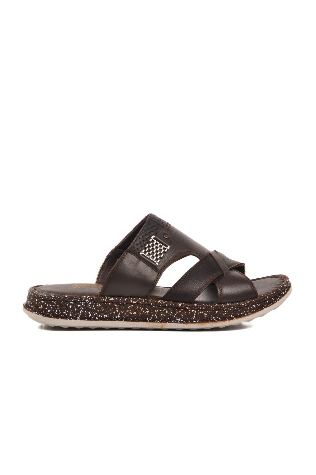 Kahve Hakiki Deri Erkek Terlik 2045 M - Görsel 4