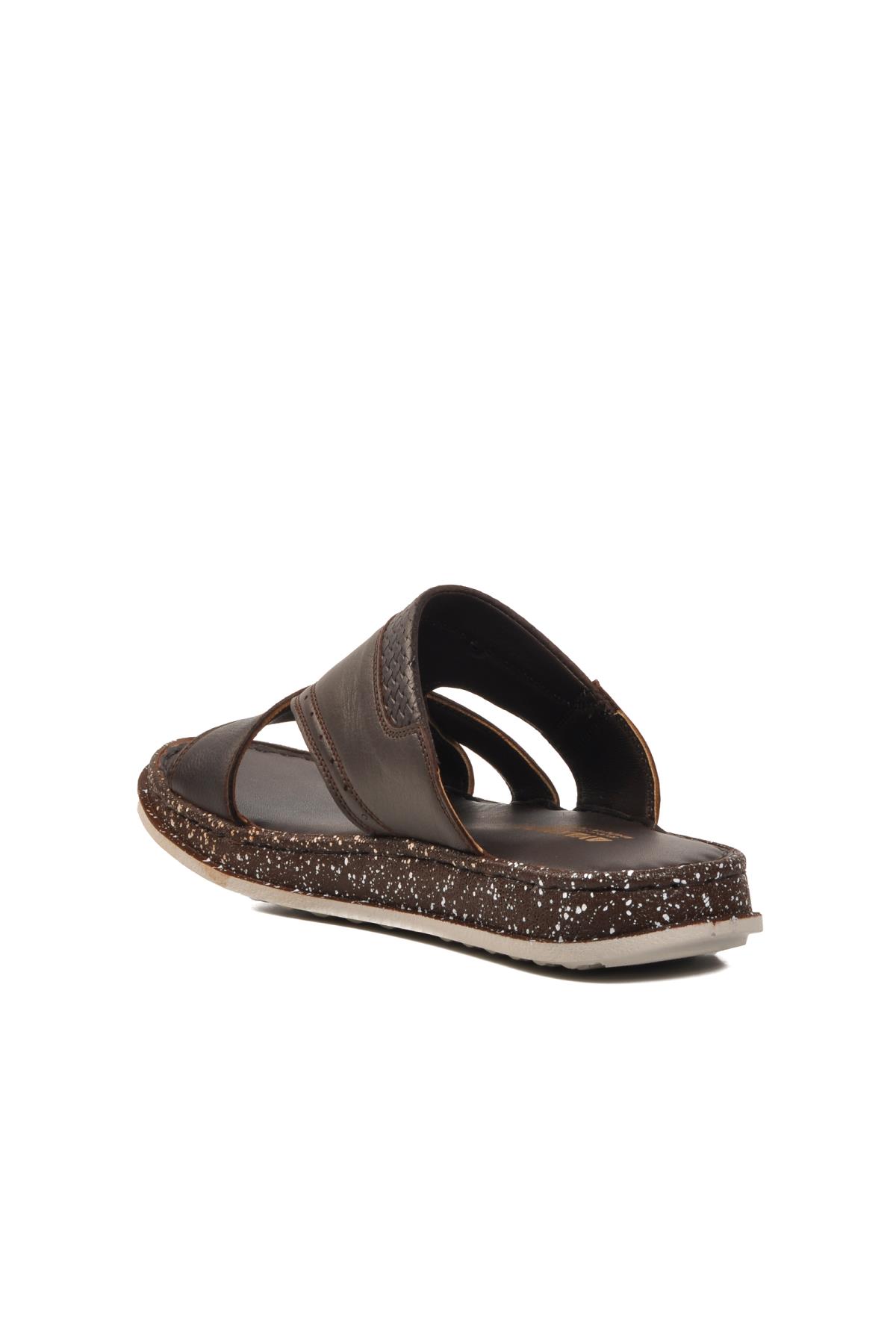 Kahve Hakiki Deri Erkek Terlik 2045 M - Görsel 5