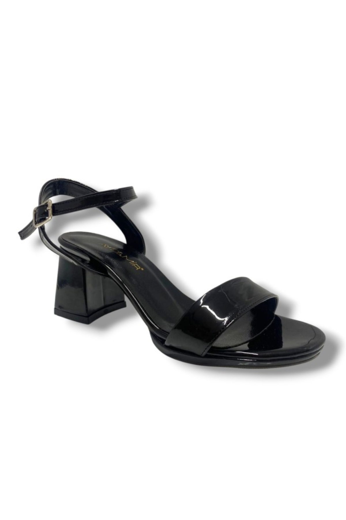 1441-25 Rugan Tek Bant Kalın Topuk Kadın Sandalet - Görsel 2