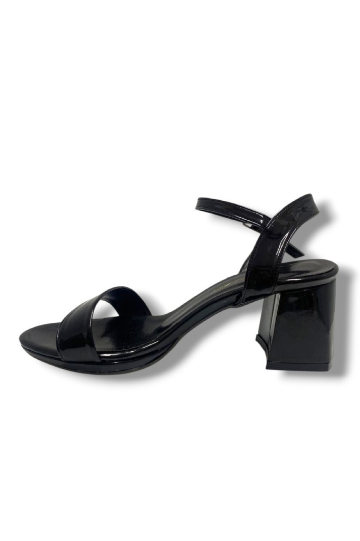 1441-25 Rugan Tek Bant Kalın Topuk Kadın Sandalet - Görsel 4