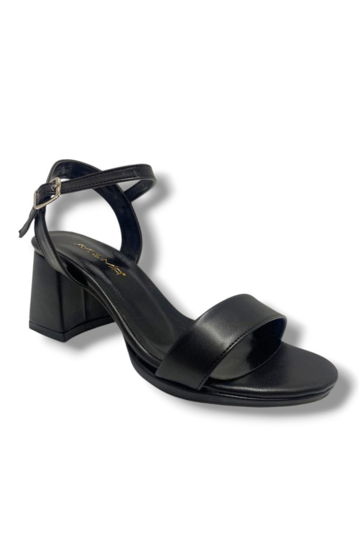 1441-25 Deri Tek Bant Kalın Topuk Kadın Sandalet - Görsel 2
