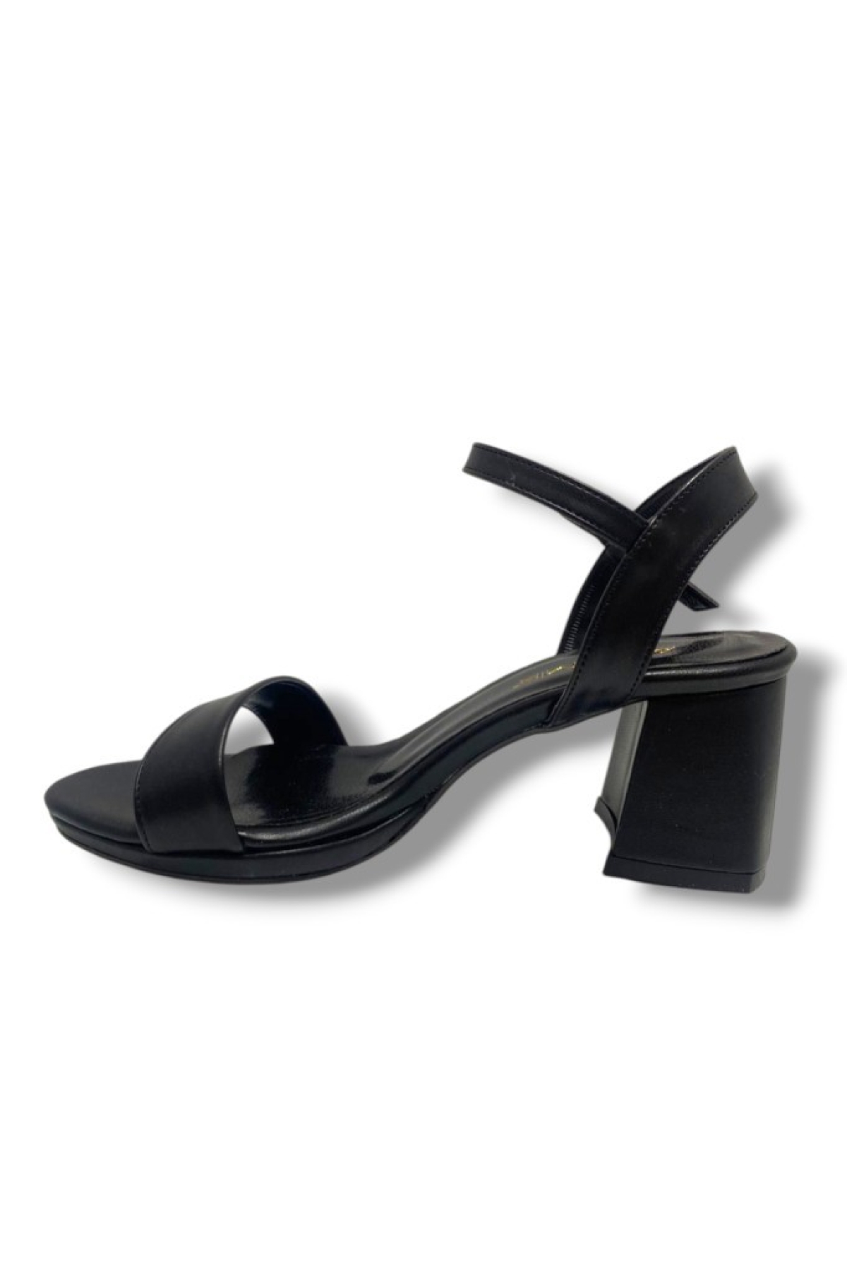 1441-25 Deri Tek Bant Kalın Topuk Kadın Sandalet - Görsel 4