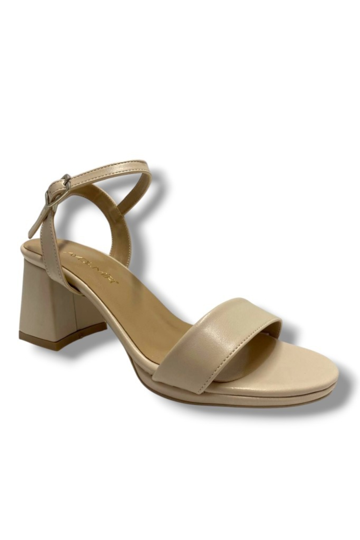 1441-25 Deri Tek Bant Kalın Topuk Kadın Sandalet - Görsel 2