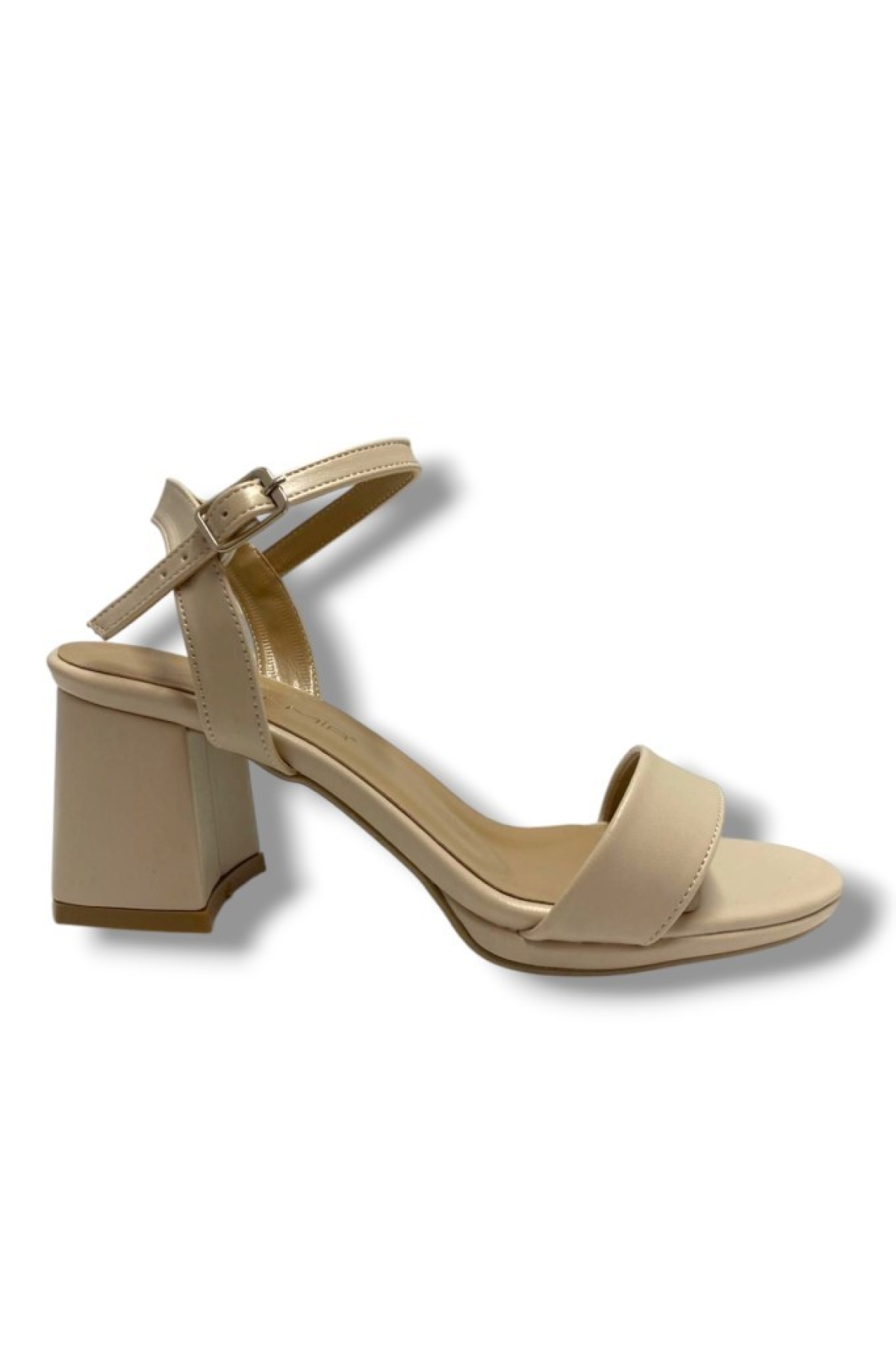 1441-25 Deri Tek Bant Kalın Topuk Kadın Sandalet - Görsel 3