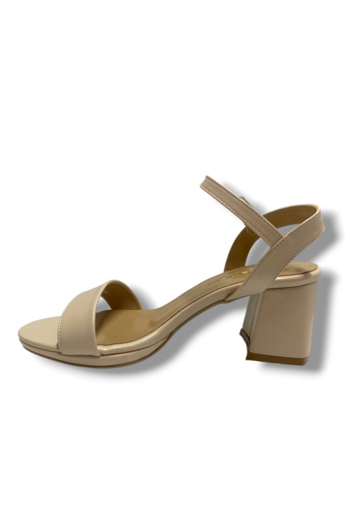 1441-25 Deri Tek Bant Kalın Topuk Kadın Sandalet - Görsel 4