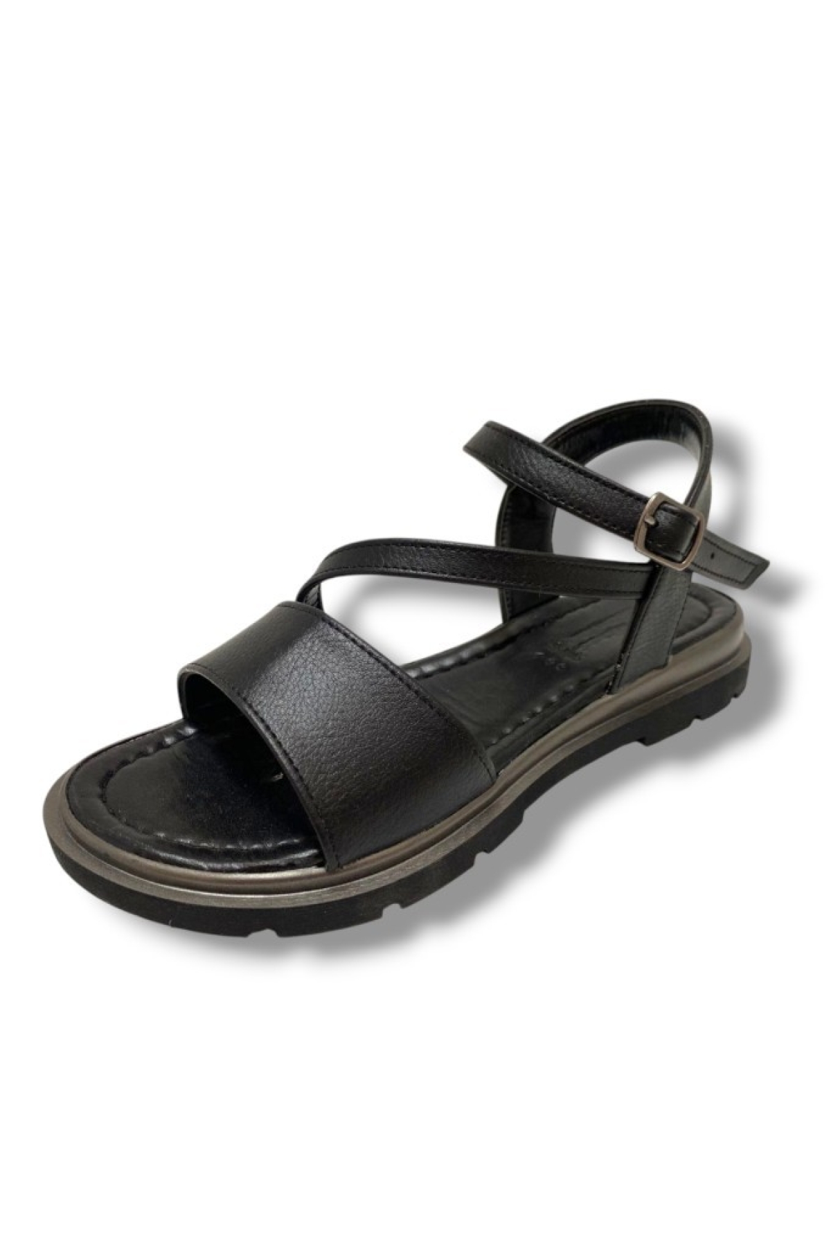 E795-25 Deri Anatomik Şerit Bant Kadın Sandalet - Görsel 3