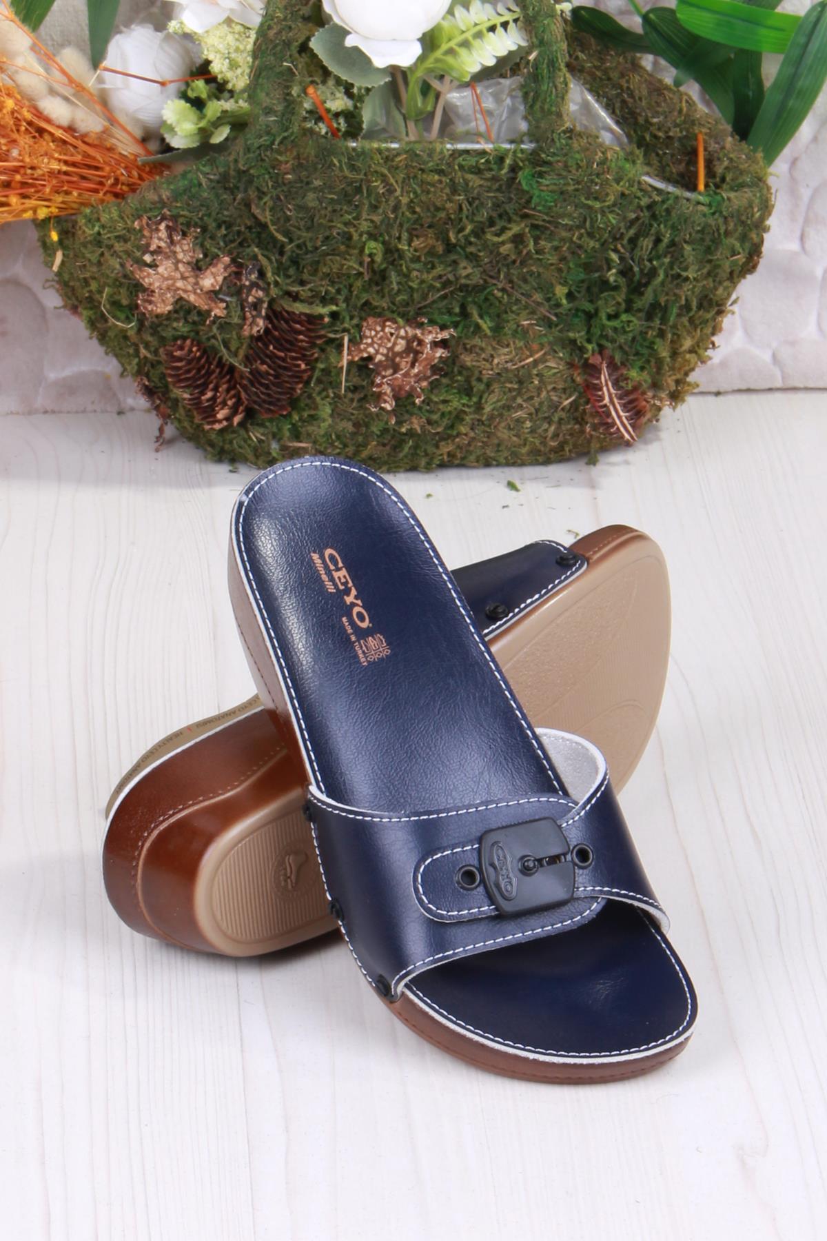 Minelli Topuklu Lacivert Ortapedik Dolgu Topuk Kadın Terlik - Görsel 5