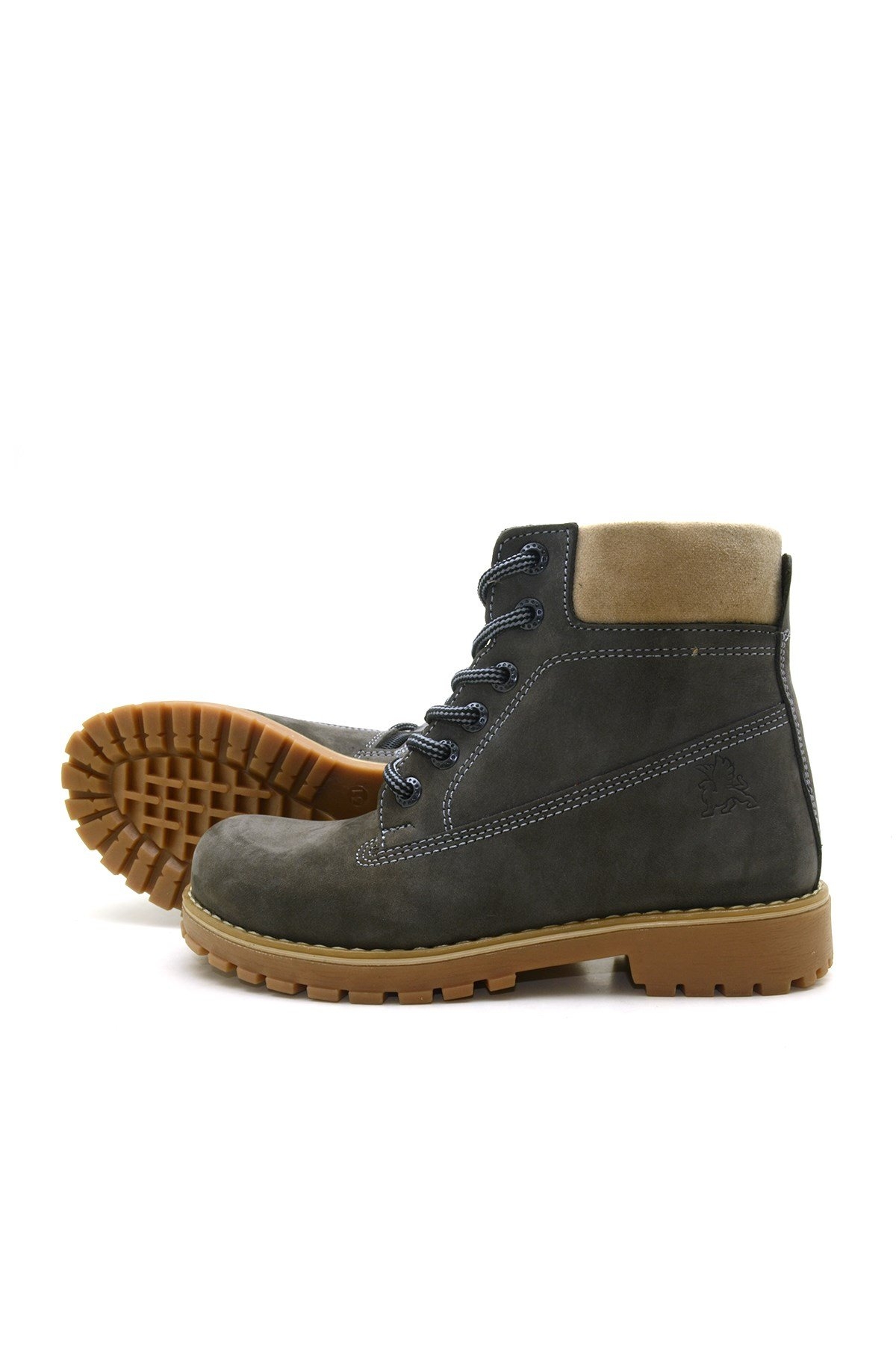 Neson Hakiki Deri Rahat Gri Fermuarlı Unisex Çocuk Bot - Görsel 6