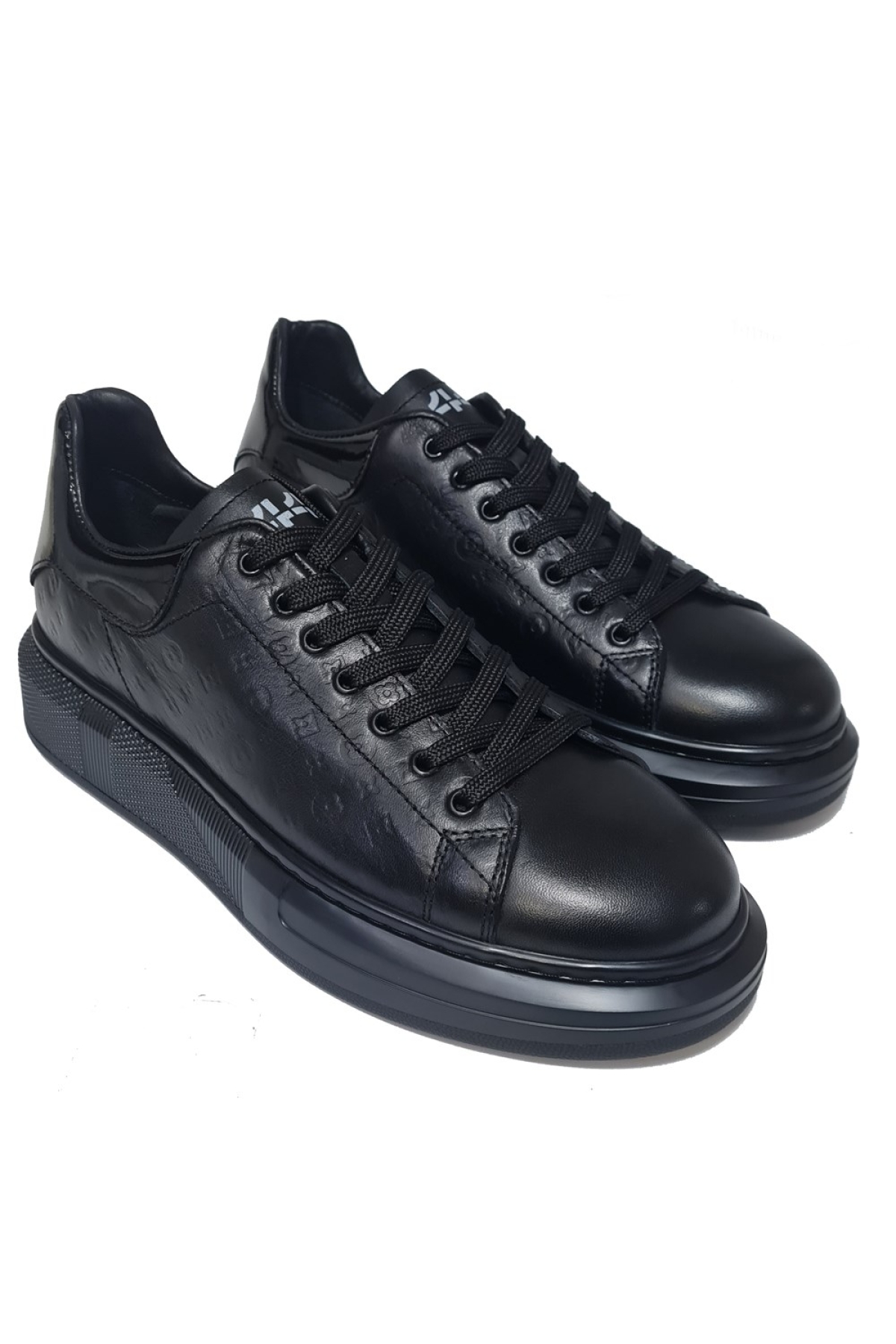 Bağcıklı LV Model Baskılı Kalın Düz Taban Sneaker Ayakkabı 21006 - Görsel 4