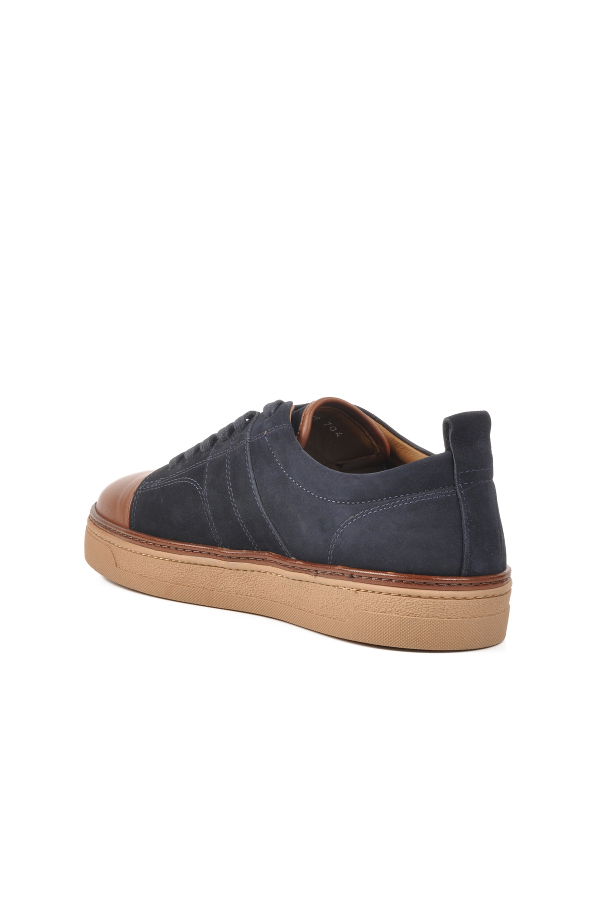 Aspor Lacivert Kahve Hakiki Deri Erkek Casual Ayakkabı - Görsel 5