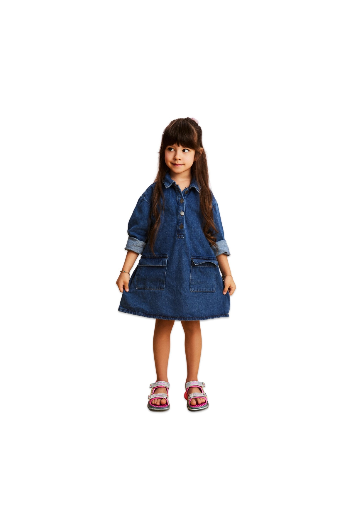 332.B25Y.254 Can Bebe Işıklı Phylon Fuşya Kız Çocuk Sandalet - Görsel 4