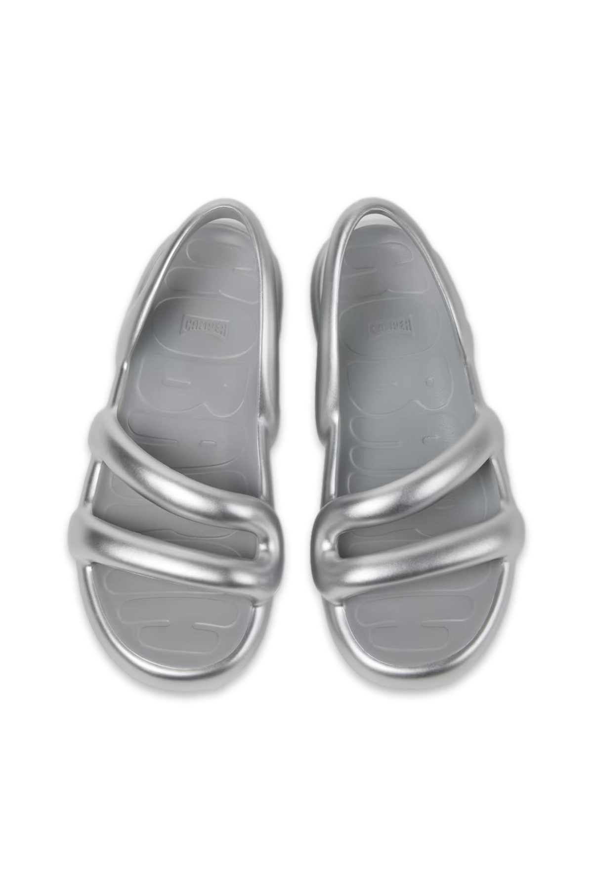 K201636 Kobarah Flat Gümüş Unisex Sandalet - Görsel 4