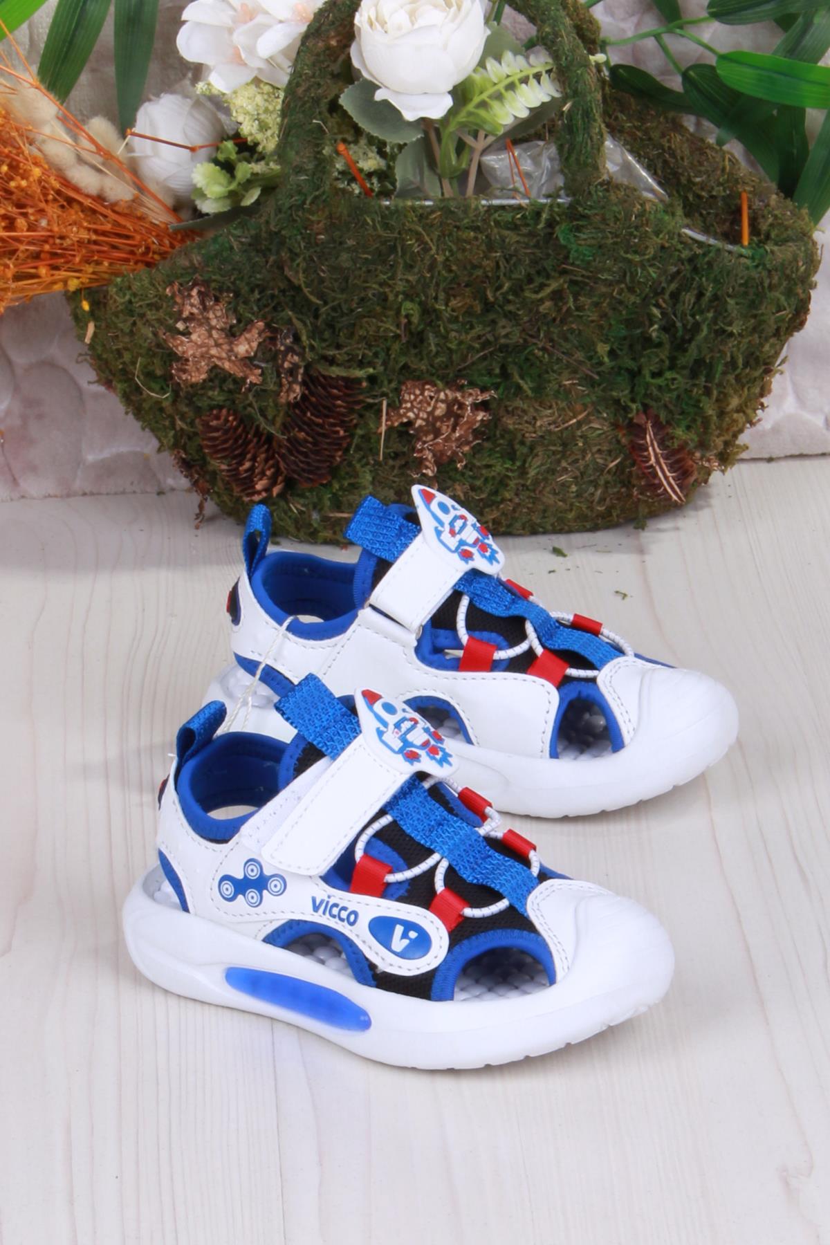 332.P25Y.221 Rocket Saks Mavi Esnek Rahat Işıklı Erkek Çocuk Sandalet - Görsel 2