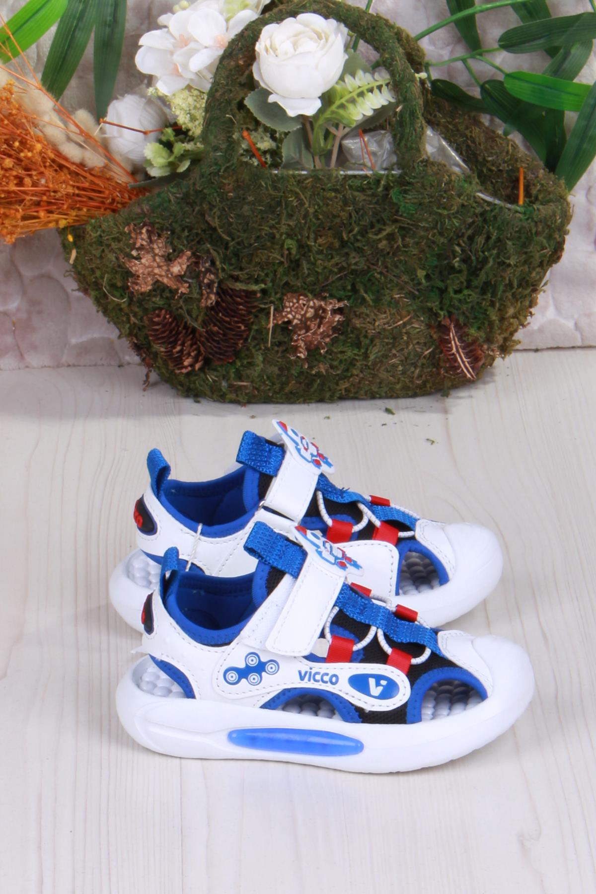 332.P25Y.221 Rocket Saks Mavi Esnek Rahat Işıklı Erkek Çocuk Sandalet - Görsel 3