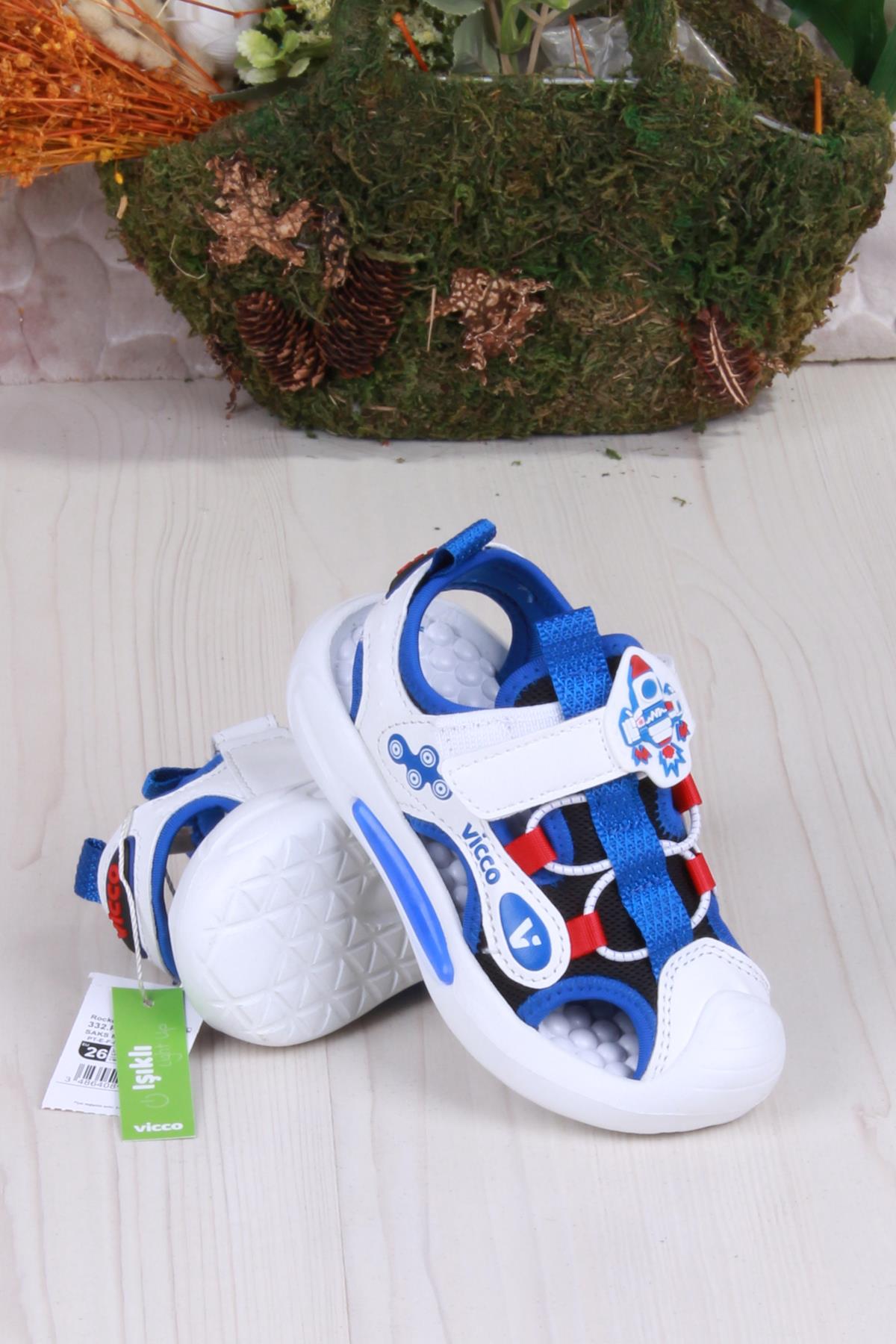 332.P25Y.221 Rocket Saks Mavi Esnek Rahat Işıklı Erkek Çocuk Sandalet - Görsel 5