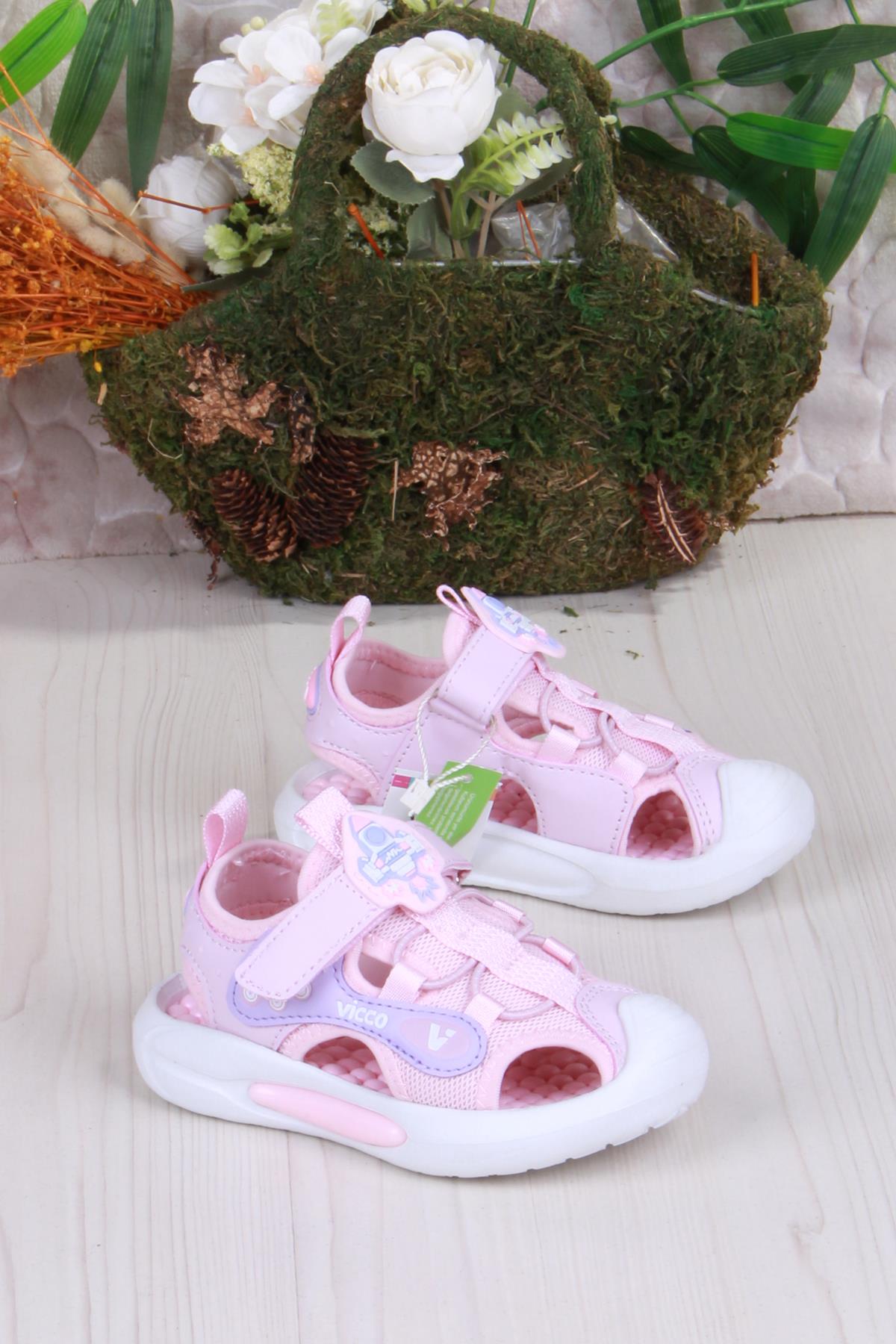 332.P25Y.221 Rocket Pudra Esnek Rahat Işıklı Kız Çocuk Sandalet - Görsel 2