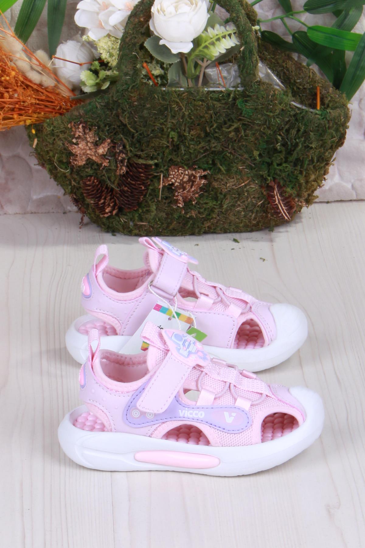 332.P25Y.221 Rocket Pudra Esnek Rahat Işıklı Kız Çocuk Sandalet - Görsel 3