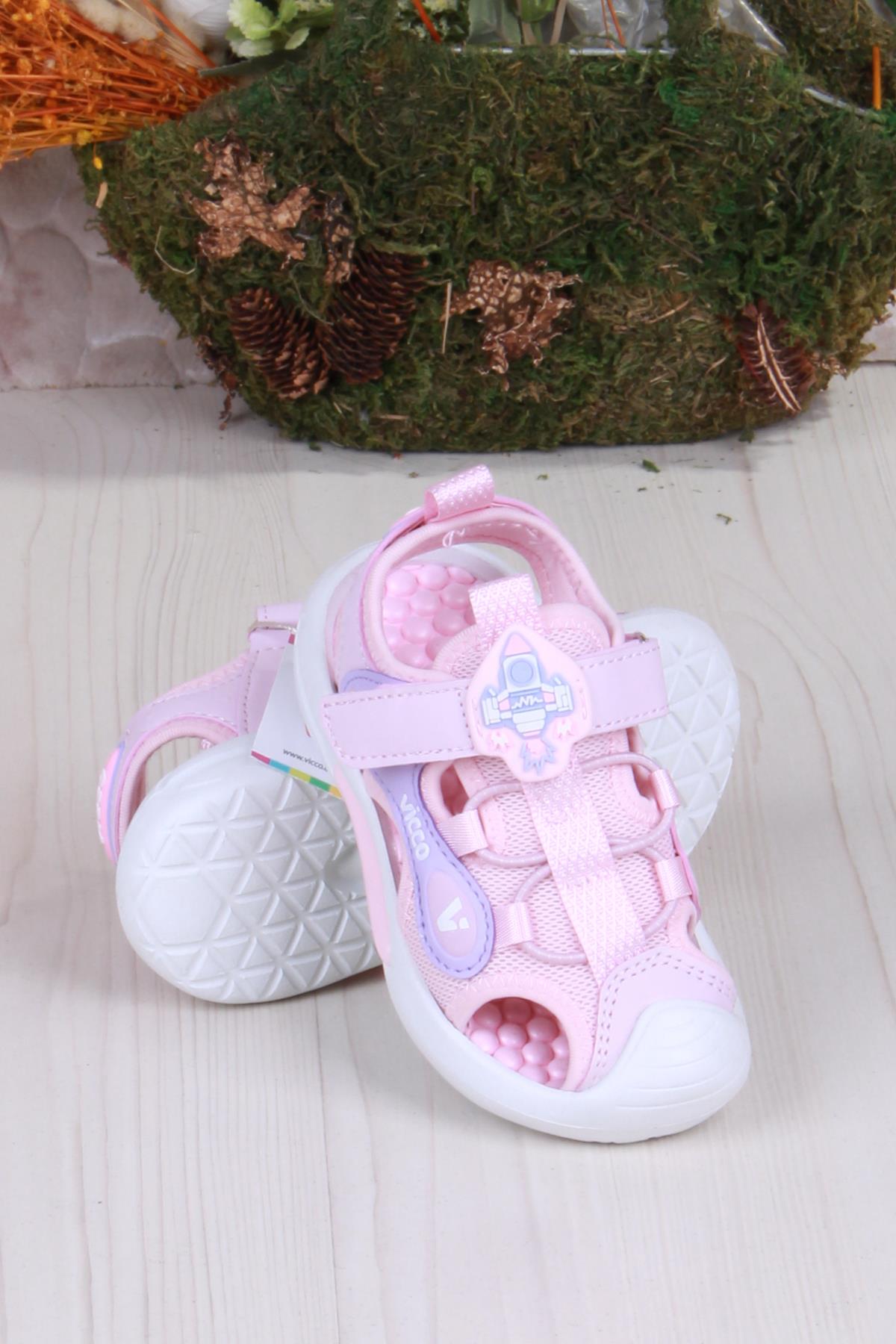 332.P25Y.221 Rocket Pudra Esnek Rahat Işıklı Kız Çocuk Sandalet - Görsel 5