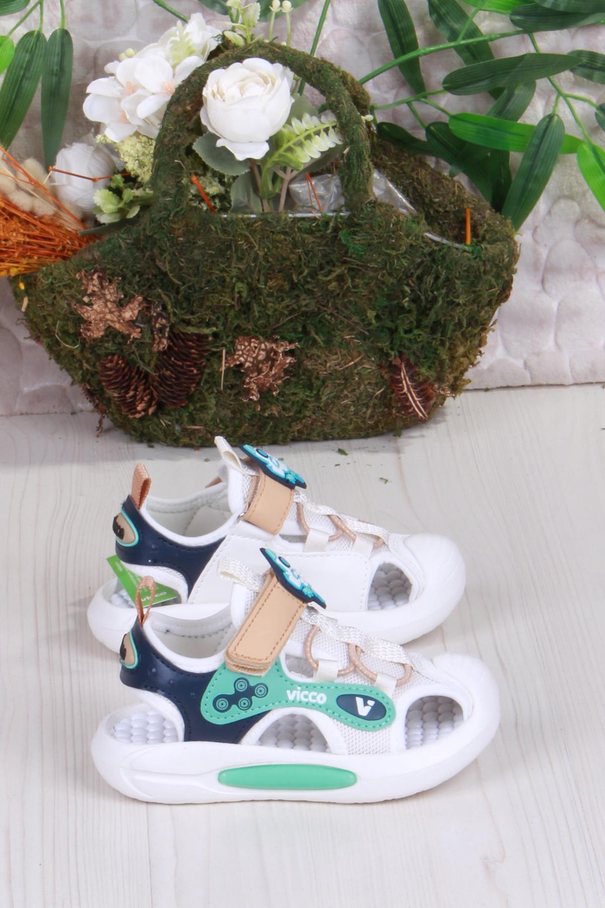 332.P25Y.221 Rocket Bej Esnek Rahat Işıklı Erkek Çocuk Sandalet - Görsel 3