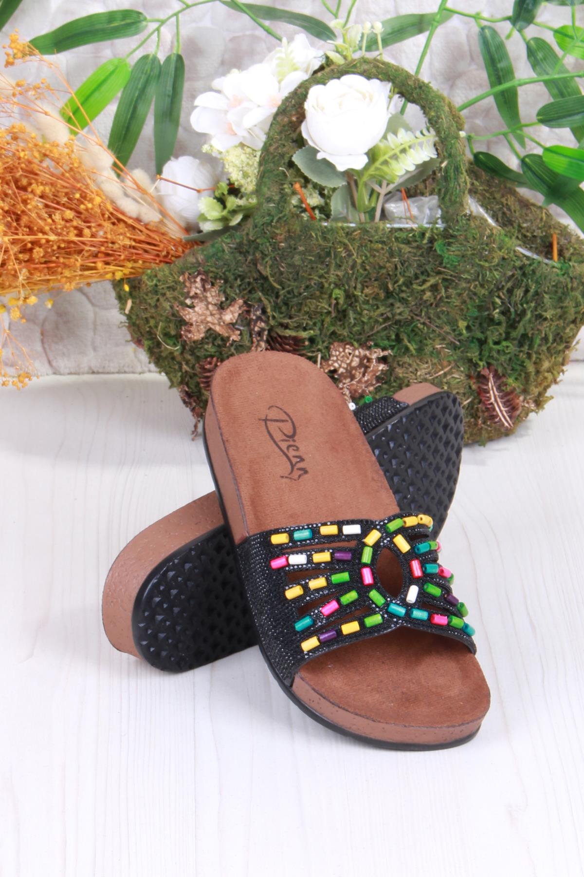 01908 Pienn Anatomik Esnek Rahat Taşlı Boncuklu Kadın Terlik - Görsel 5