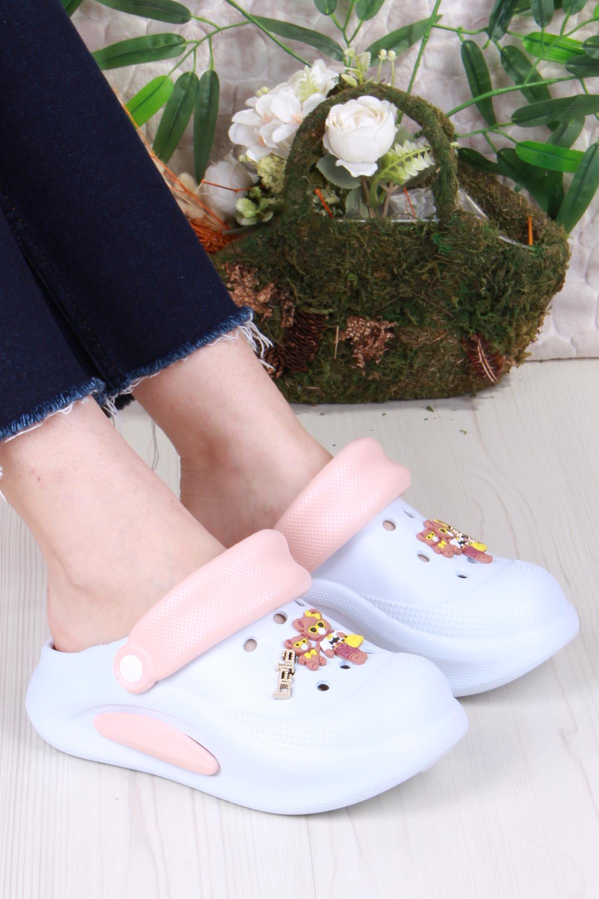 E468 Bella Mavi Pudra Eva Malzeme Sabo Doktor Medikal Aşçı Günlük Burnu Kapalı Terlik - Görsel 2