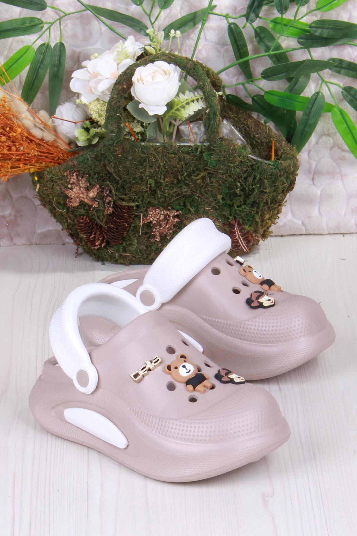 E468 Bella Camel Beyaz Eva Malzeme Sabo Doktor Medikal Aşçı Günlük Burnu Kapalı Terlik - Görsel 4