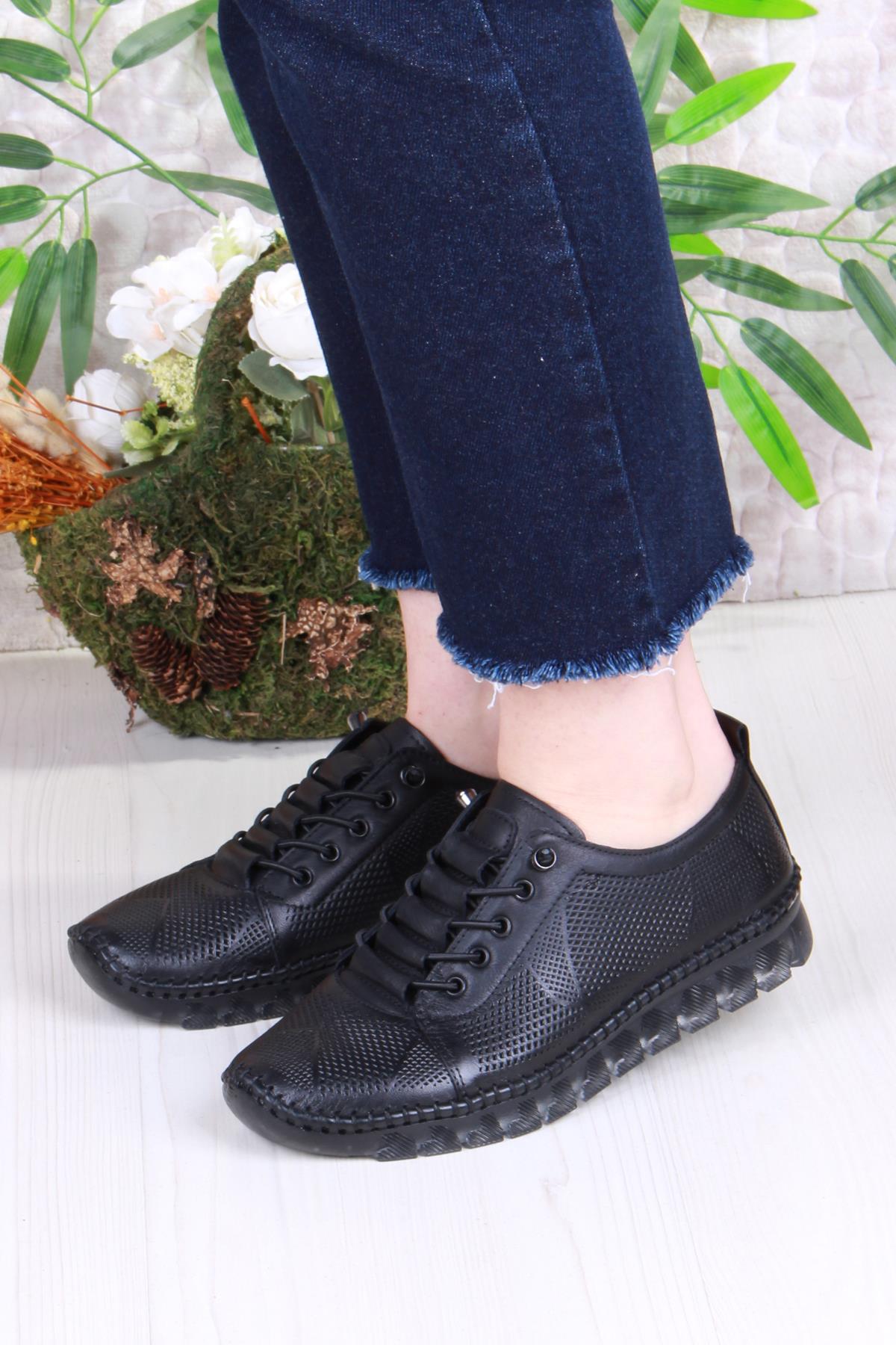 0004 Anatomik Yumuşak Lazer Baskılı Hakiki Deri Kadın Ayakkabı - Görsel 3